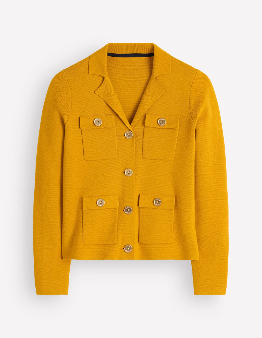 Collared Knitted Jacket-Golden Rye