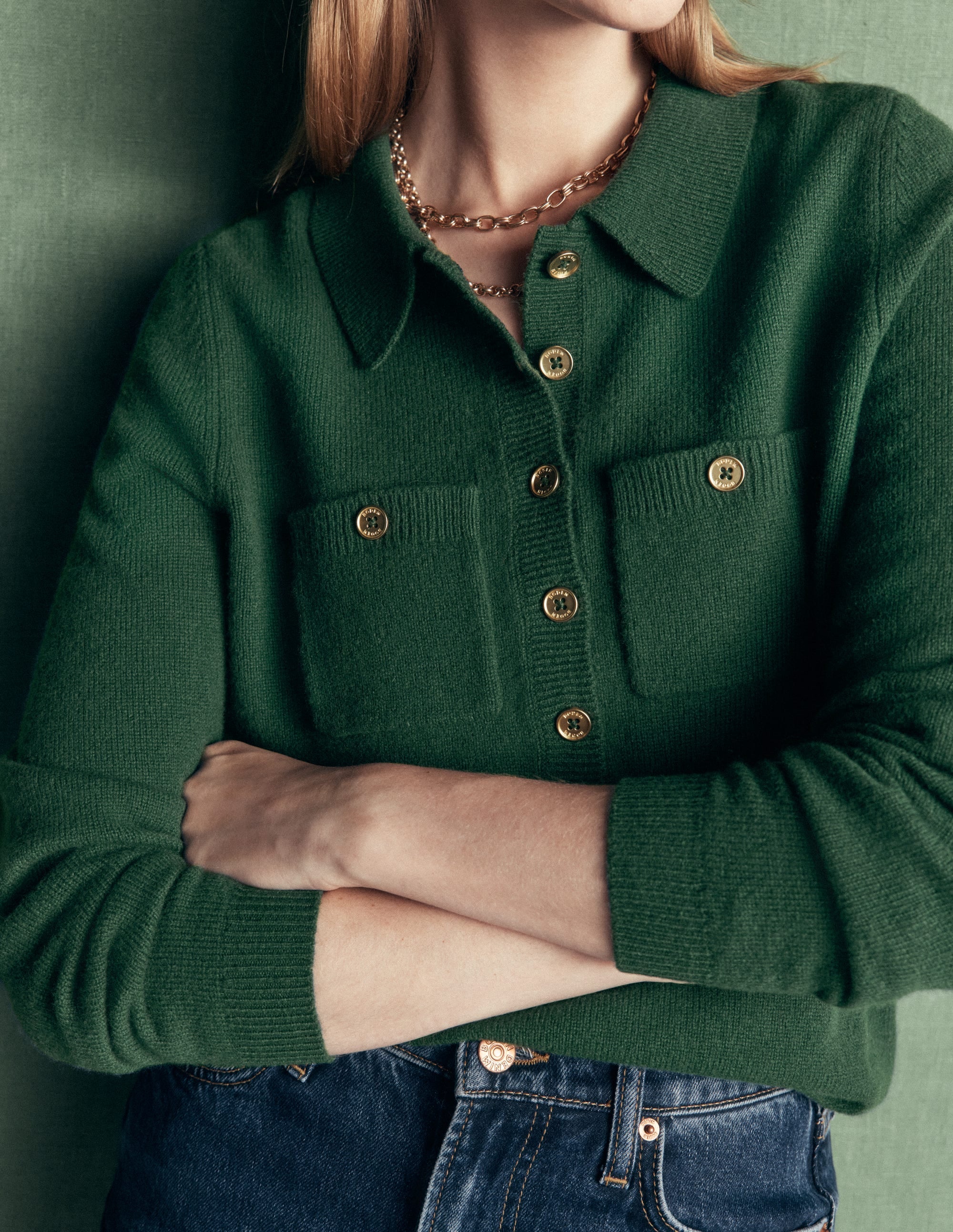 Merino Wool Jumper-Hunter Green