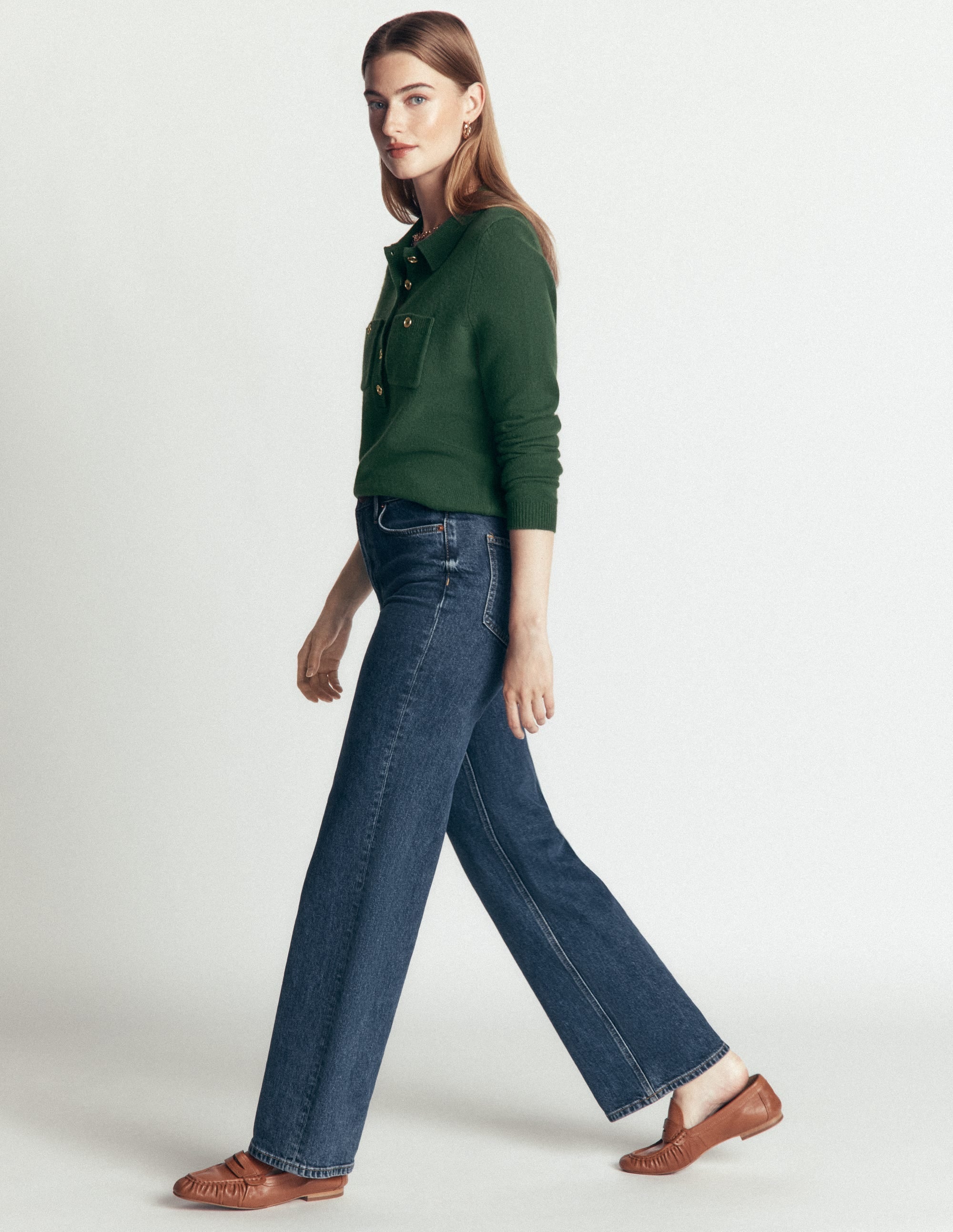 Merino Wool Jumper-Hunter Green