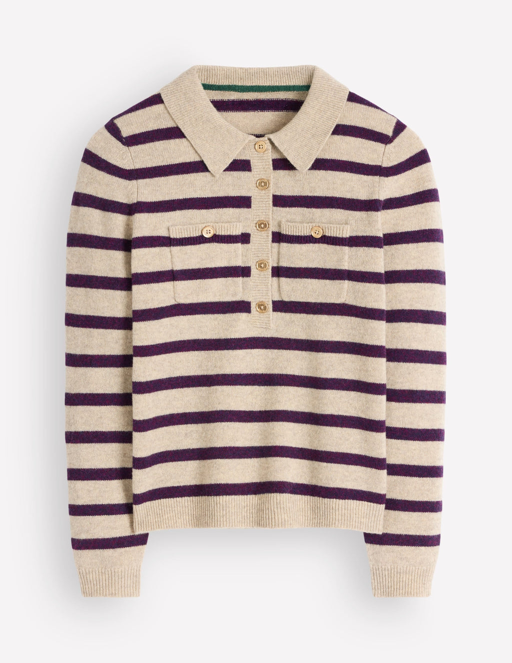 Merino Wool Jumper-Mink, Stripe