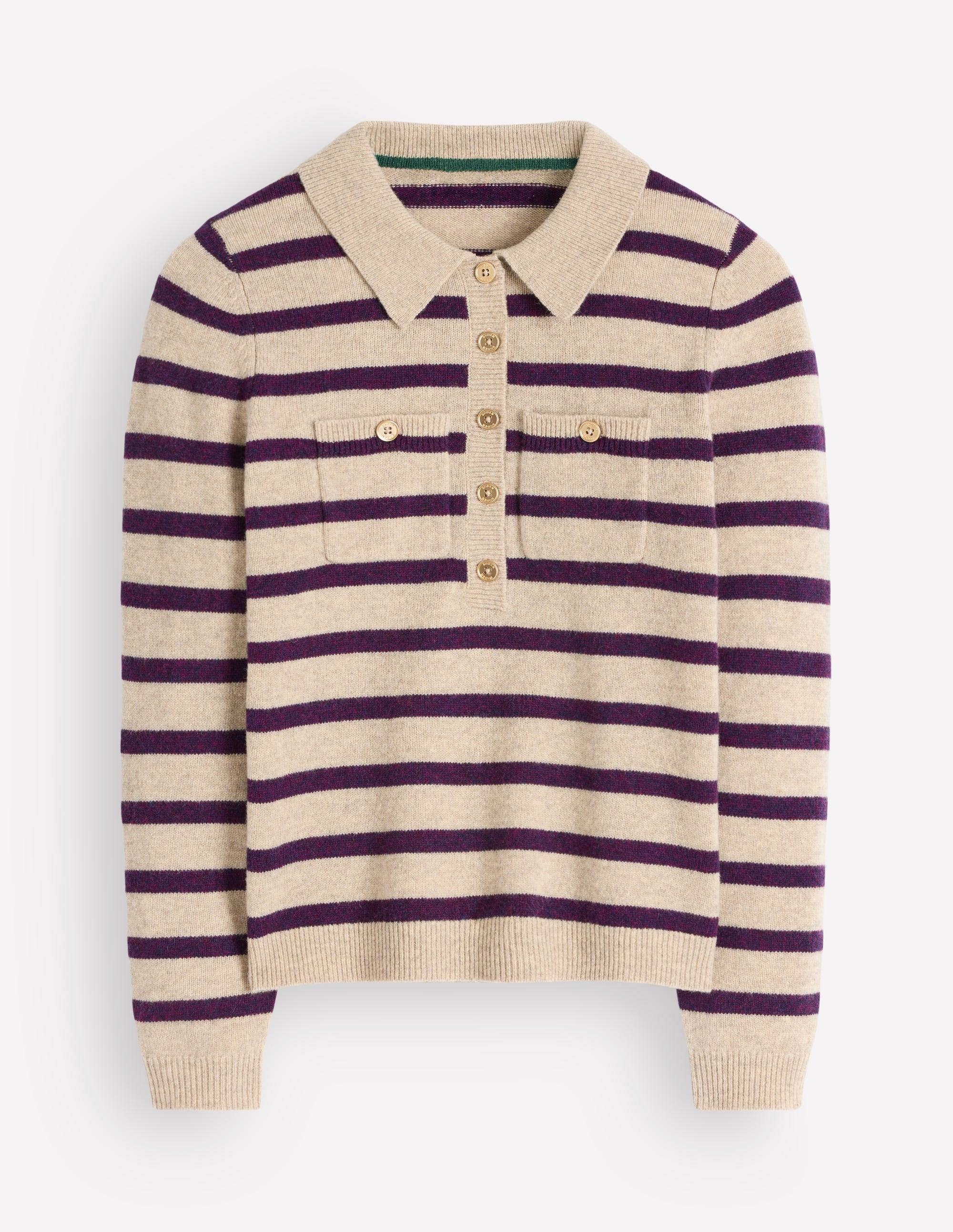 Merino Wool Jumper-Mink, Stripe