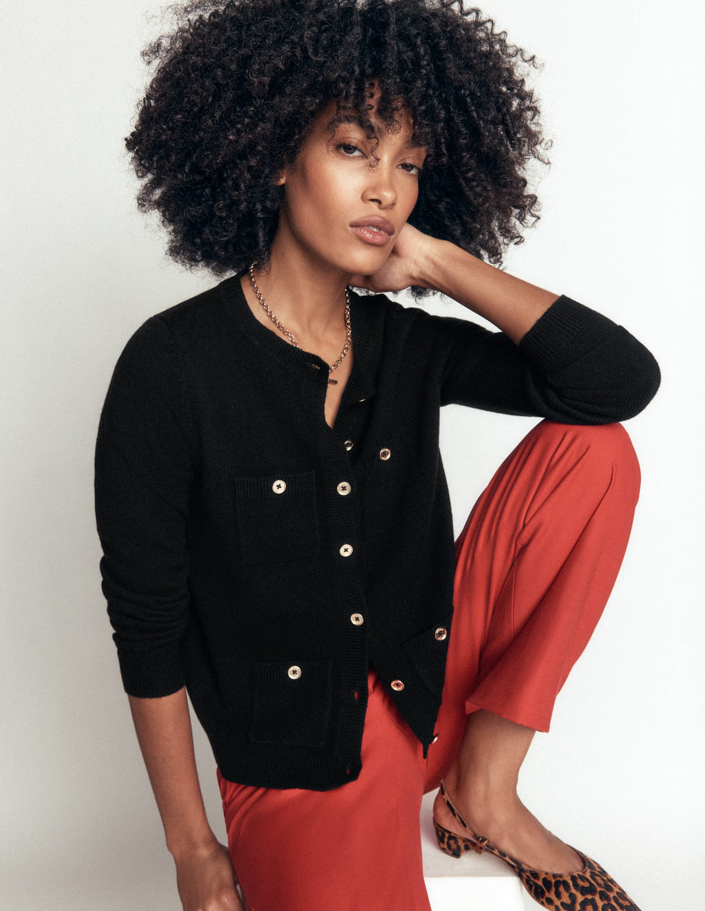 Merino Wool Cardigan-Black