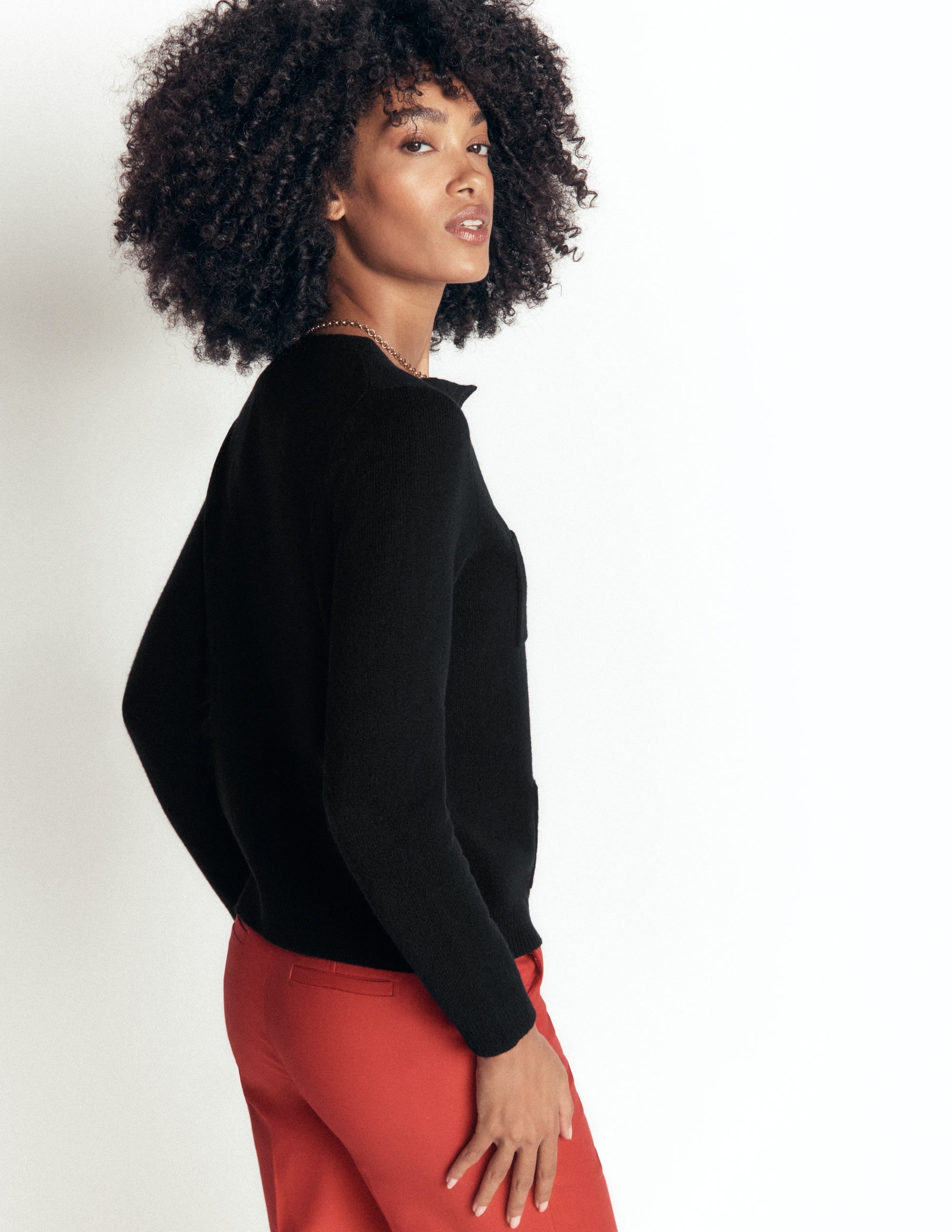 Merino Wool Cardigan-Black