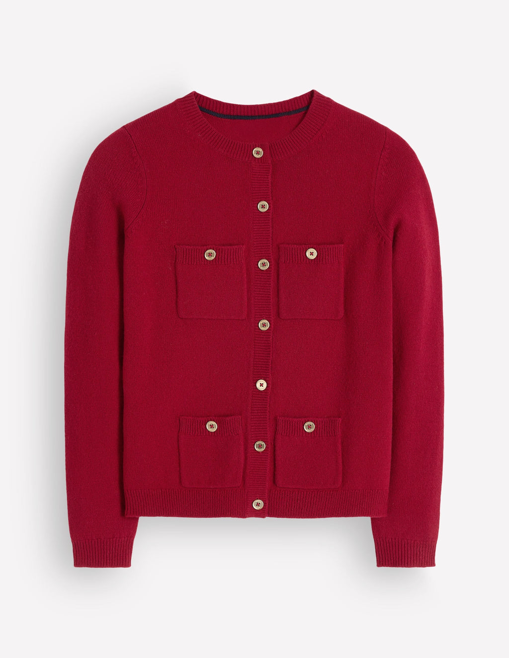Merino Wool Cardigan-Crimson Red