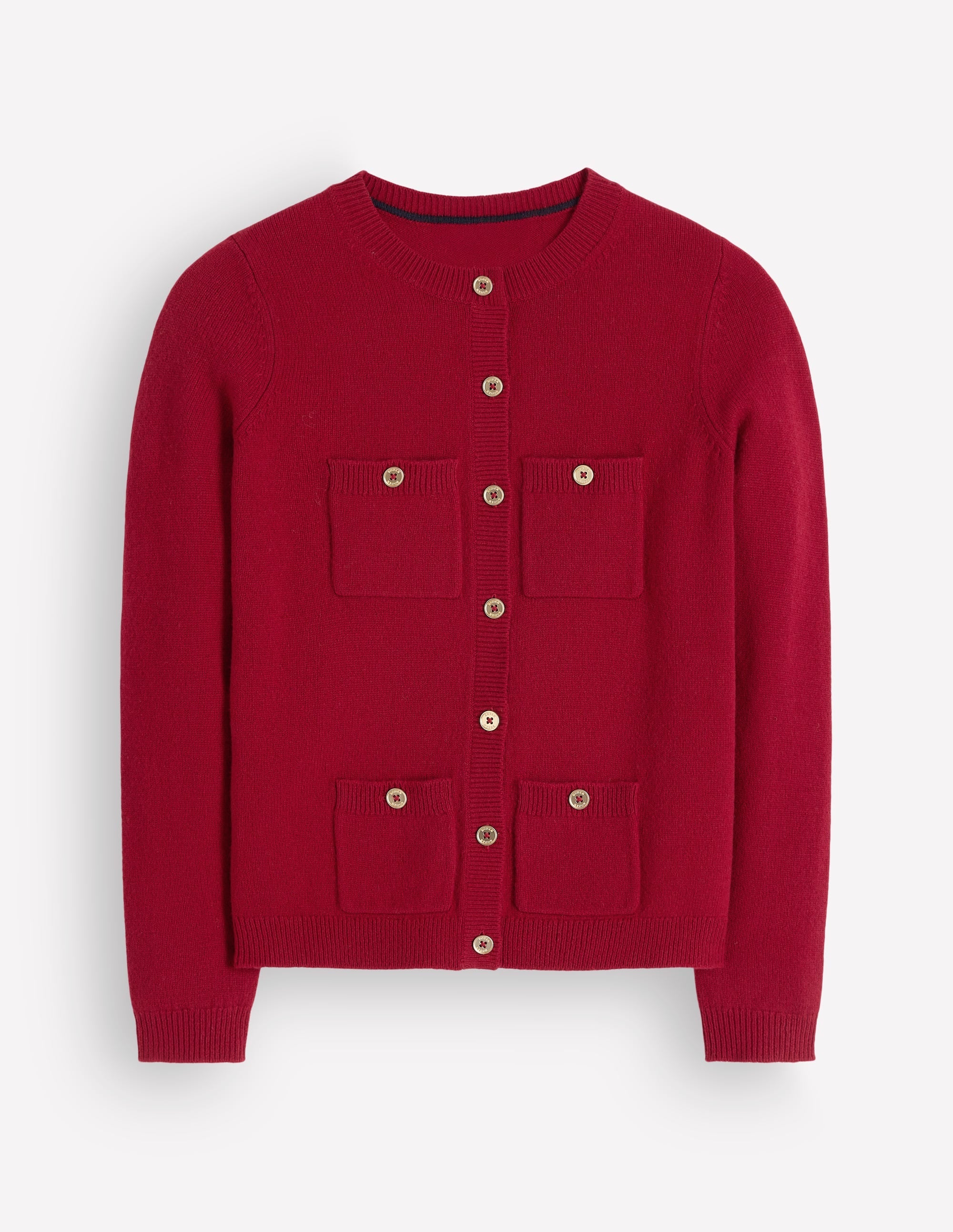 Merino Wool Cardigan-Crimson Red