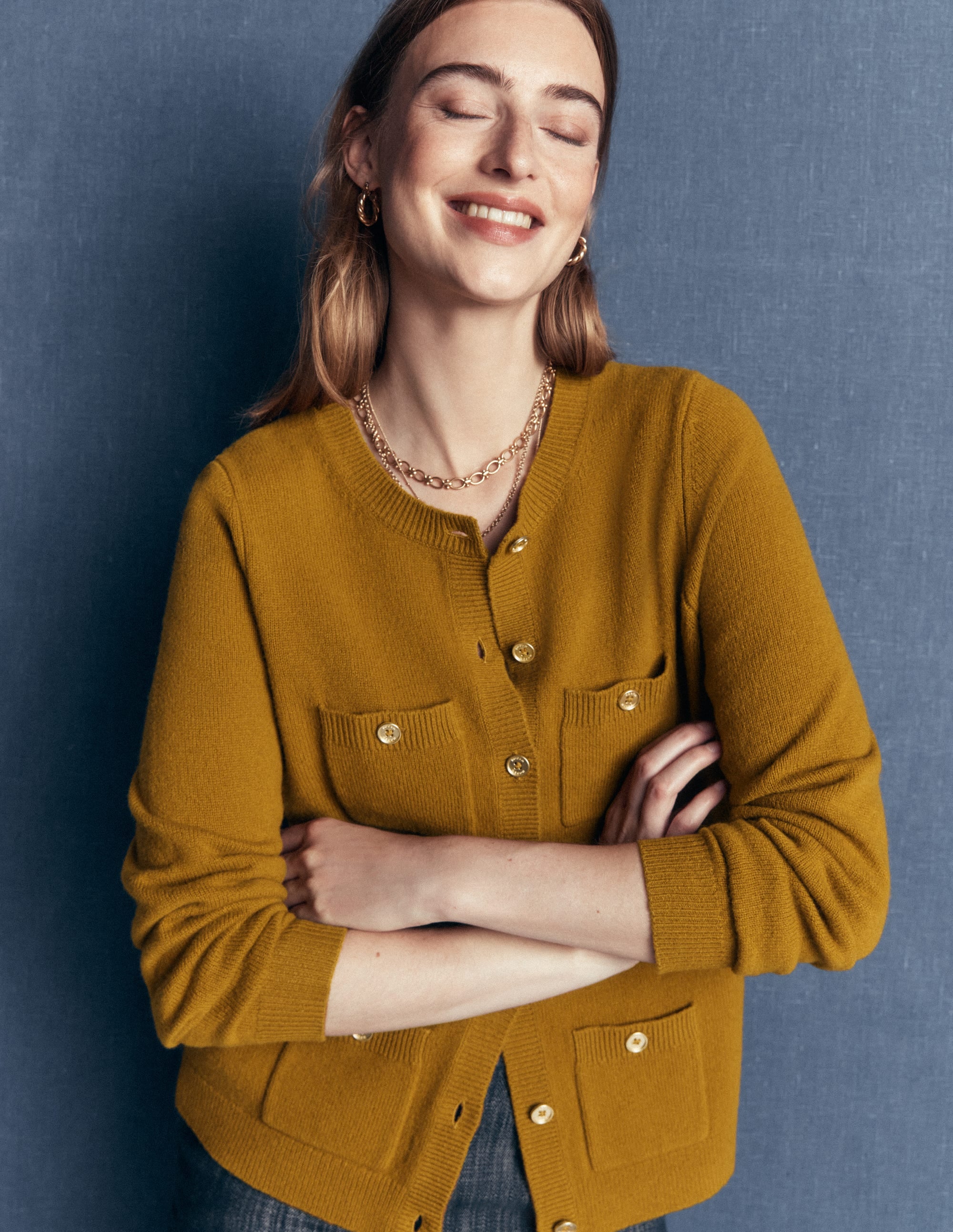Merino Wool Cardigan-Spiced Chai