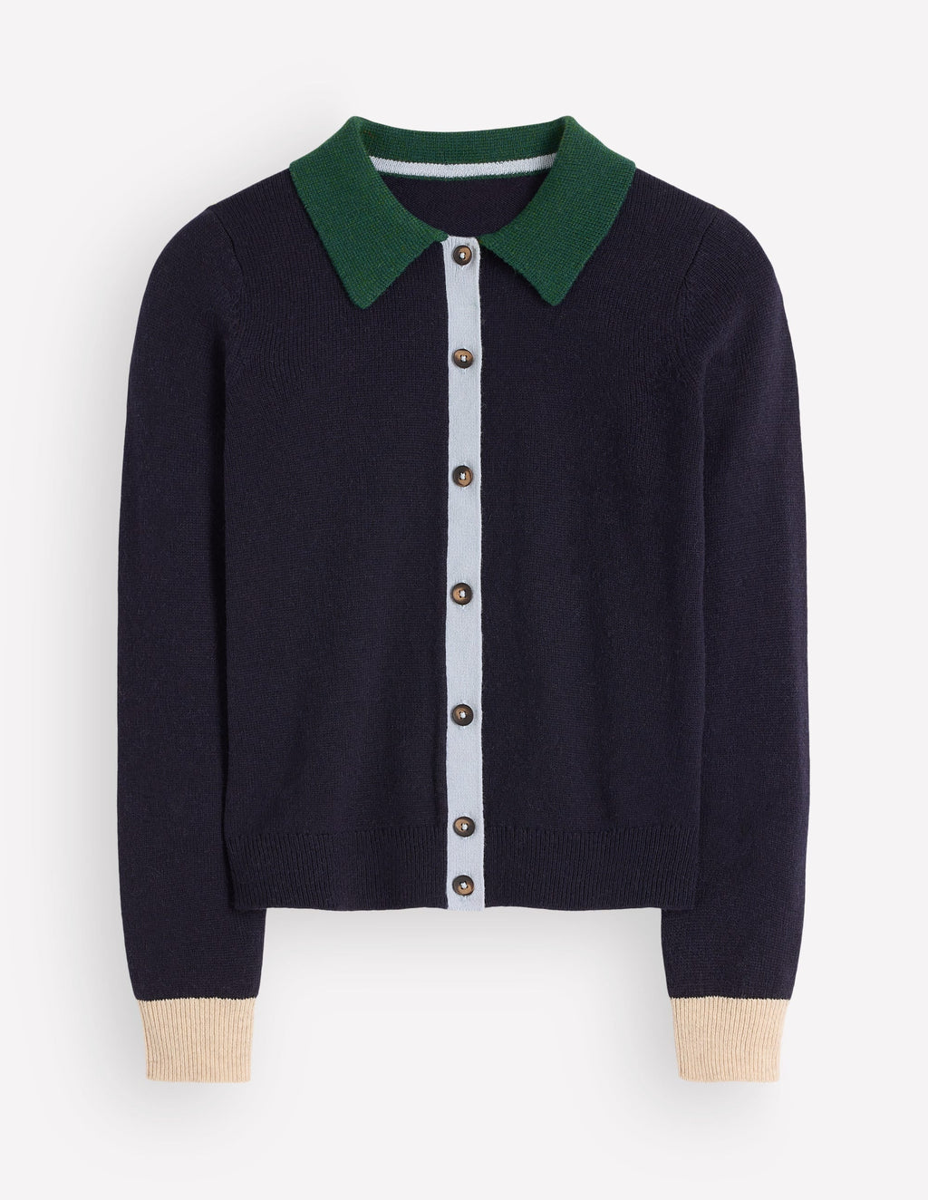 Alpaca Blend Cardigan-Navy Colour Block