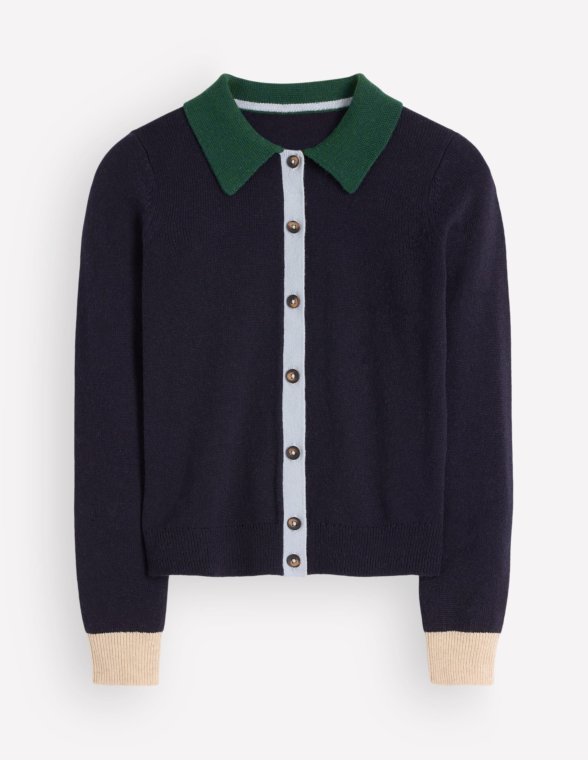 Alpaca Blend Cardigan-Navy Colour Block