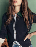 Alpaca Blend Cardigan-Navy Colour Block