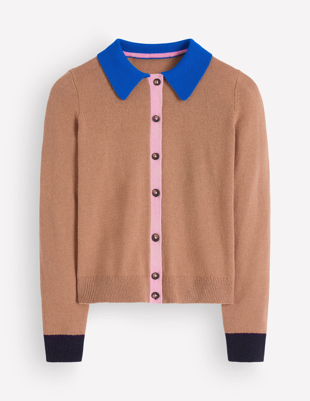 Alpaca Blend Cardigan-Camel Melange, Colour Block