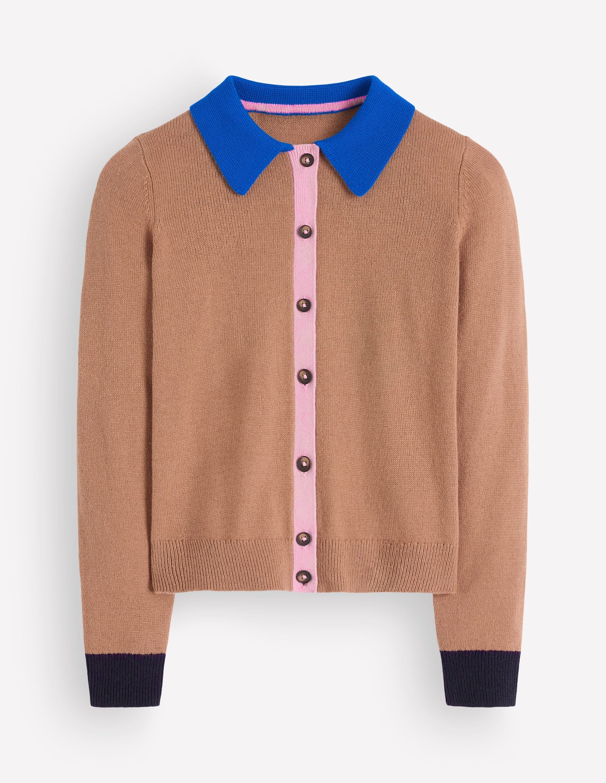 Alpaca Blend Cardigan-Camel Melange, Colour Block