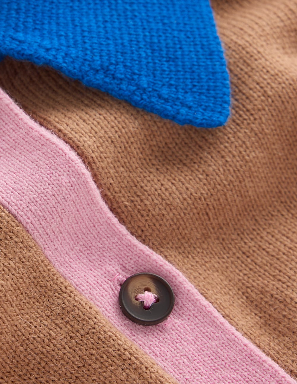 Alpaca Blend Cardigan-Camel Melange, Colour Block