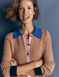Alpaca Blend Cardigan-Camel Melange, Colour Block