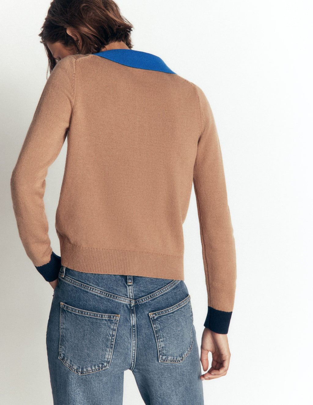 Alpaca Blend Cardigan-Camel Melange, Colour Block