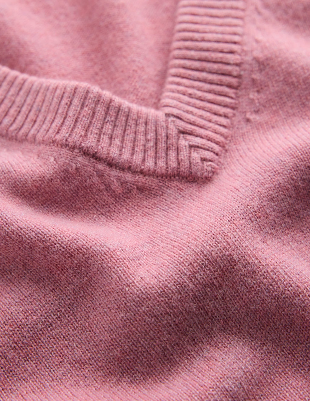 Cashmere V Neck Jumper-Pink Heather
