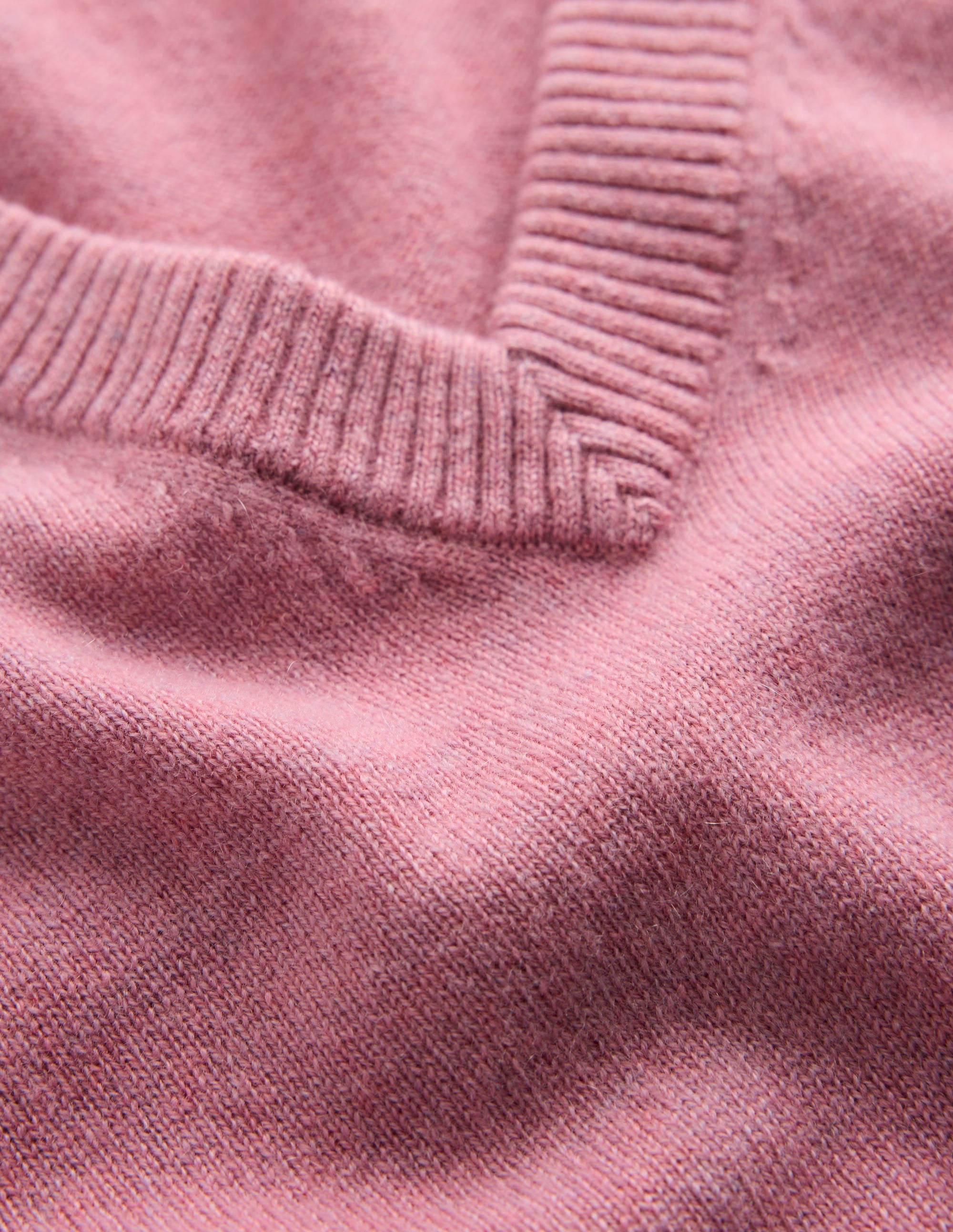 Cashmere V Neck Jumper-Pink Heather