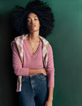 Cashmere V Neck Jumper-Pink Heather