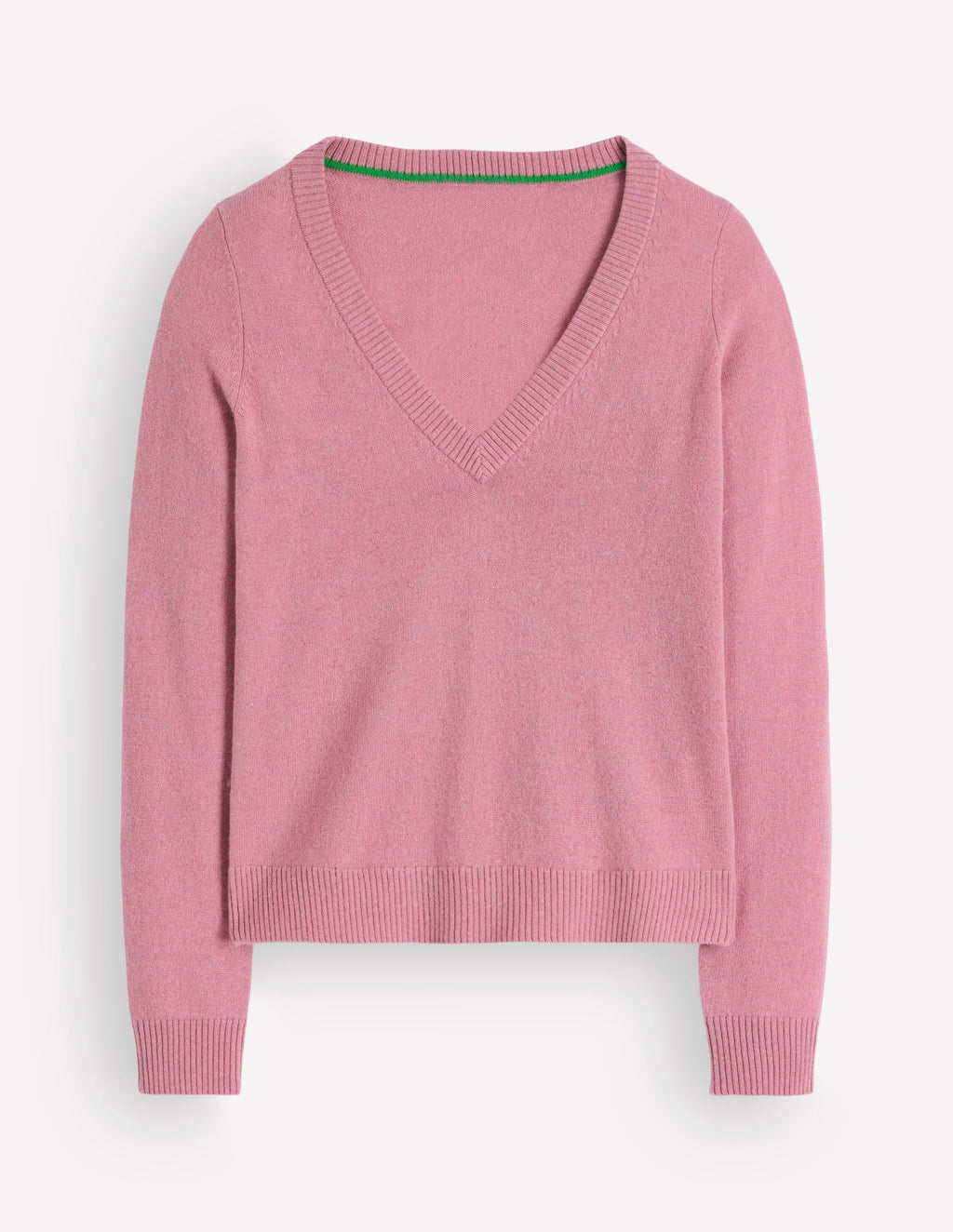 Cashmere V Neck Jumper-Pink Heather