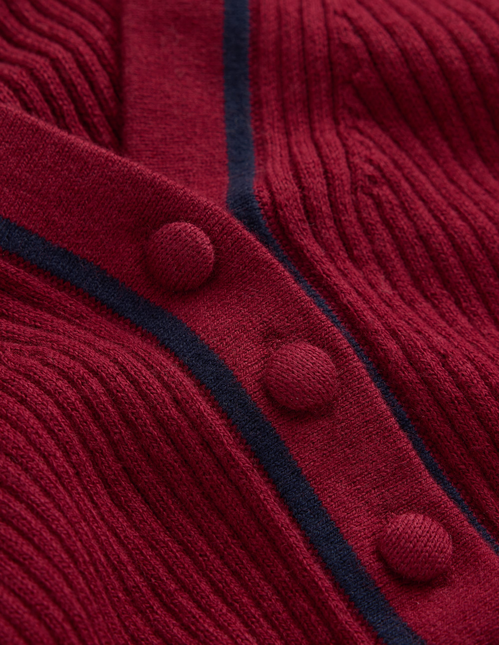 Ribbed V Neck Jumper-Merlot