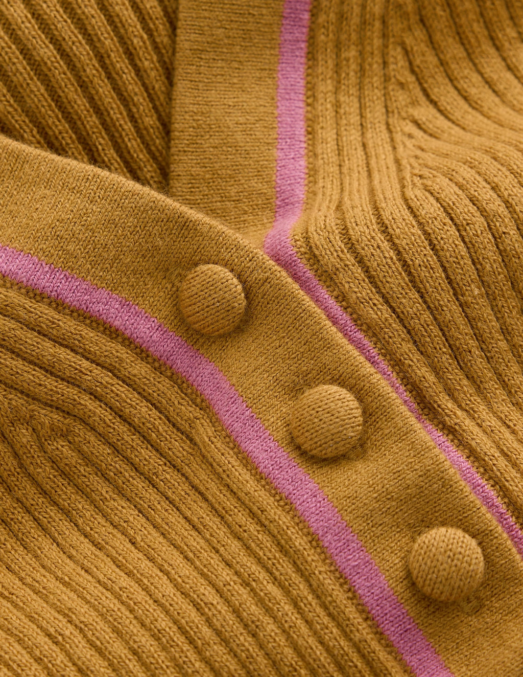 Ribbed V Neck Jumper-Gold Wheat