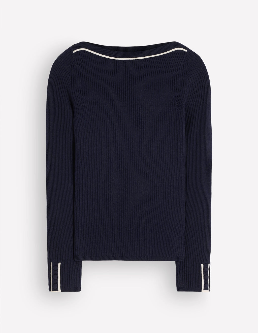 Ribbed Boatneck Jumper-Navy