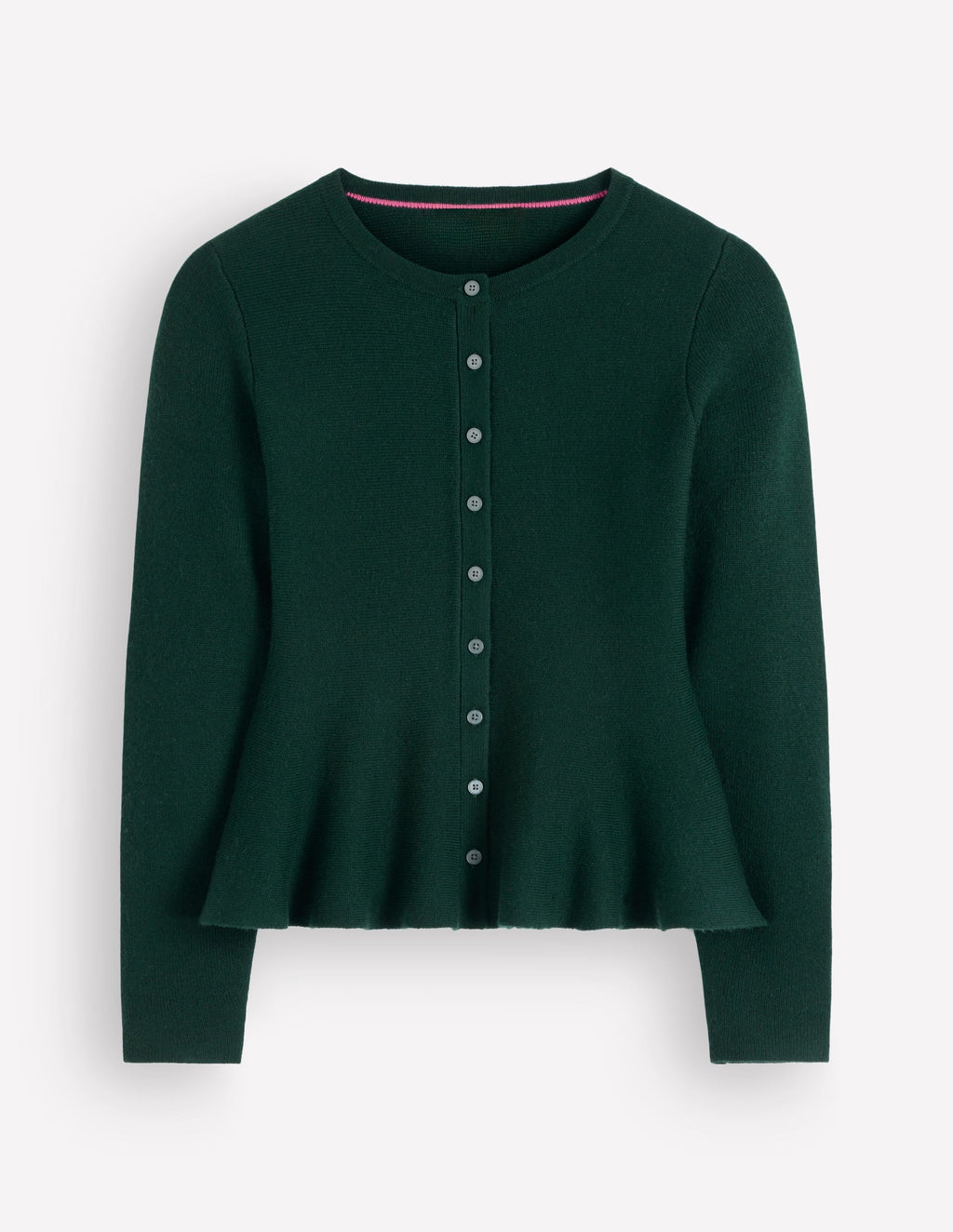 Fitted Wool Peplum Cardigan-Sea moss