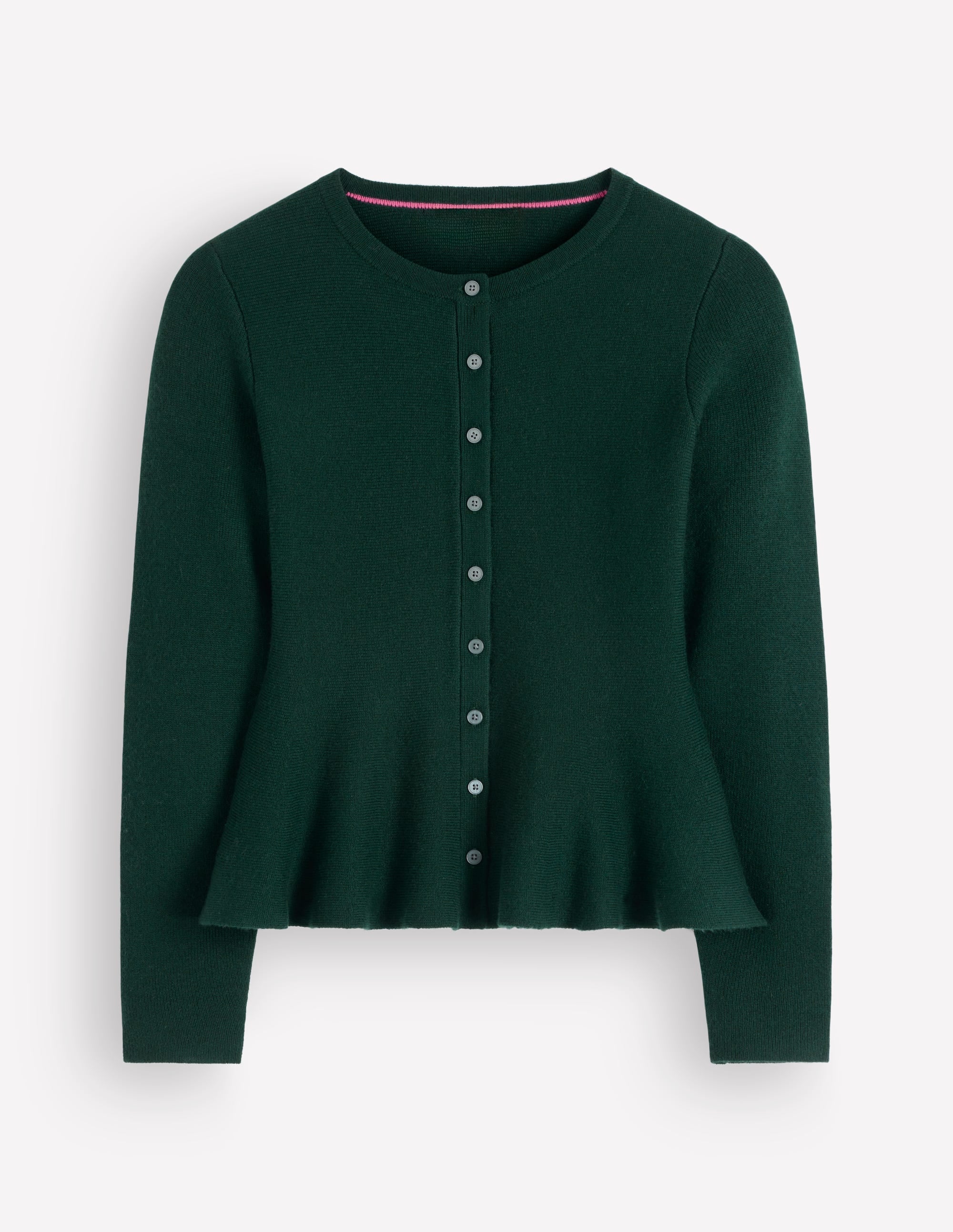 Fitted Wool Peplum Cardigan-Sea moss