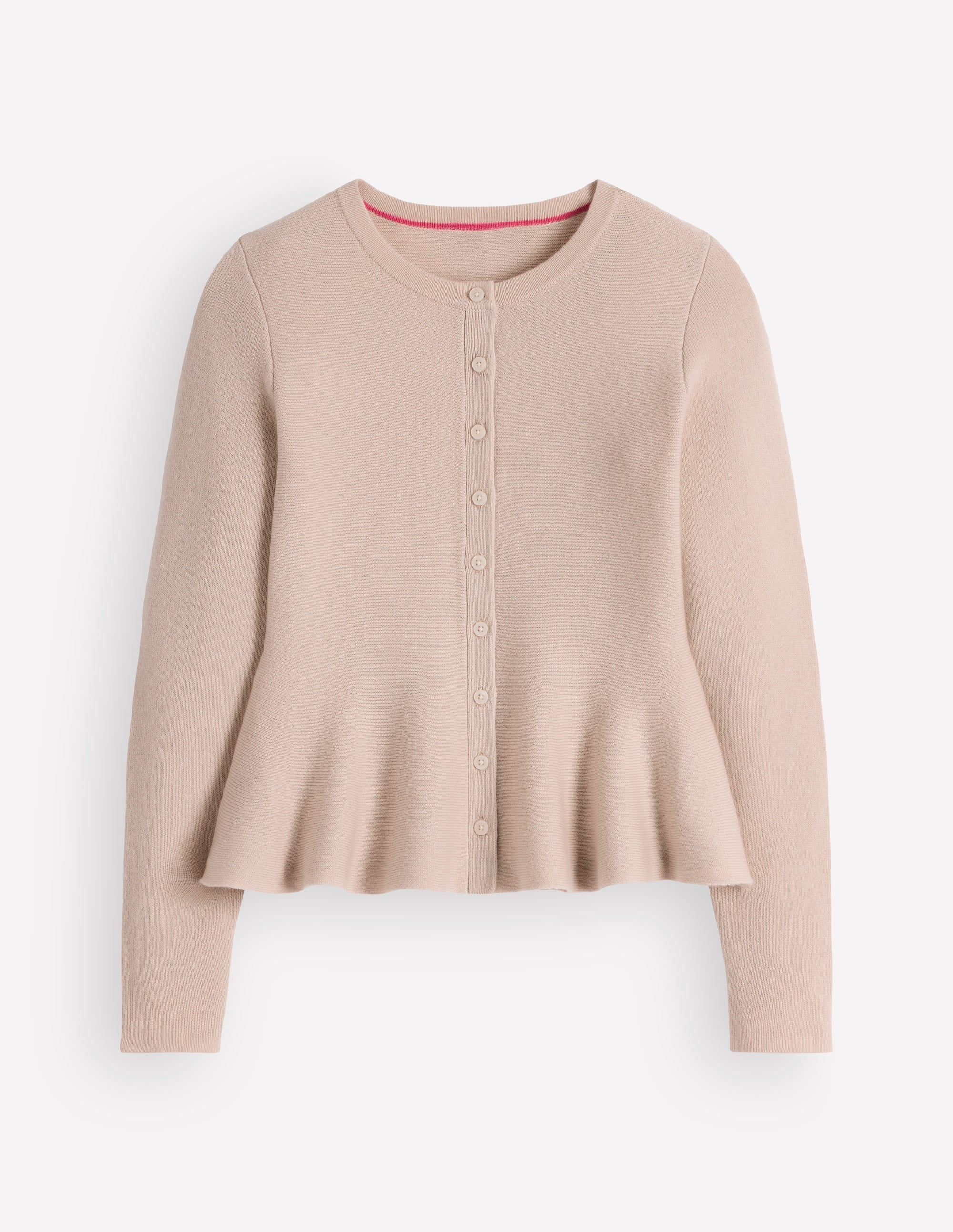 Fitted Wool Peplum Cardigan-Ivory