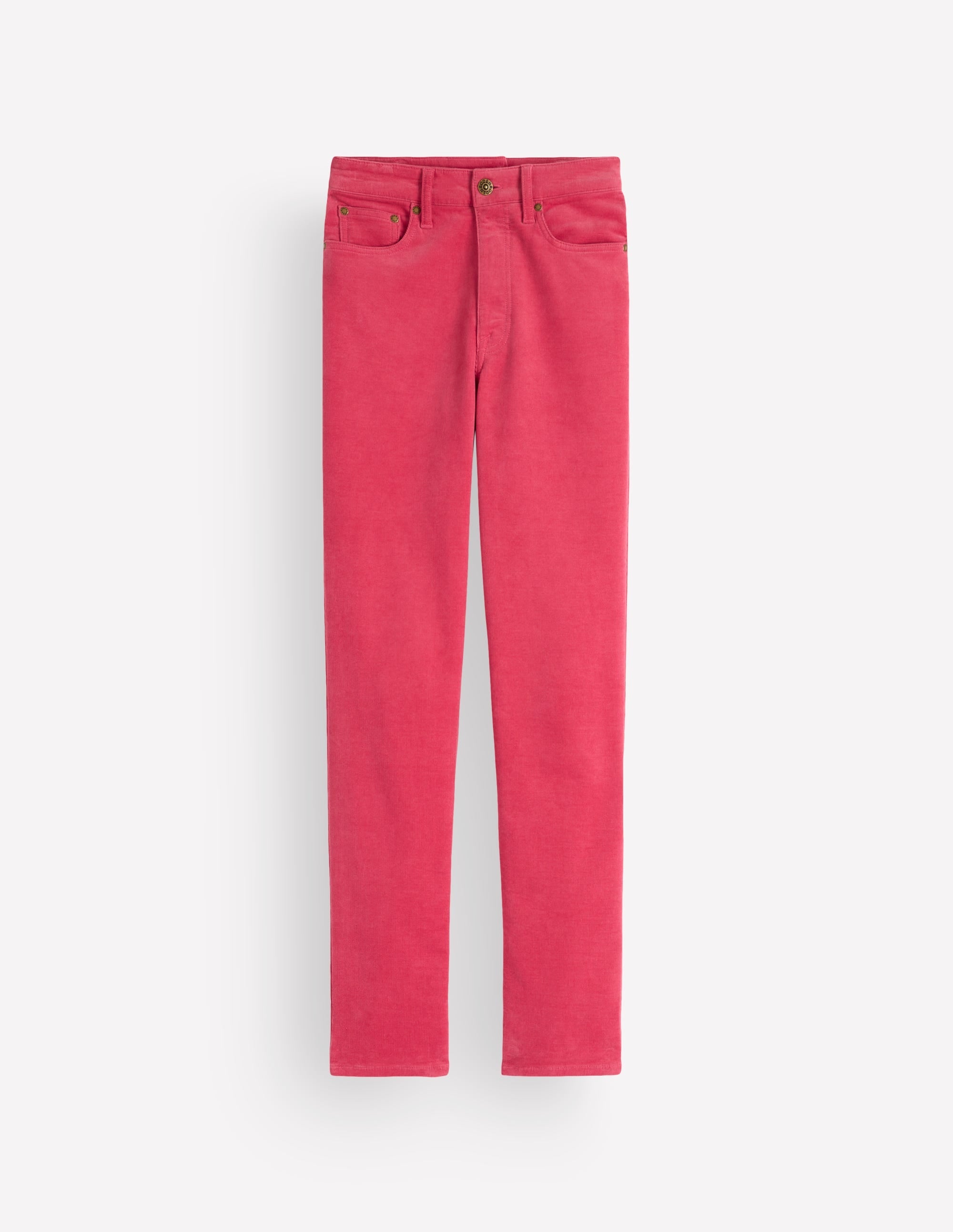 High Rise Cord Slim Jeans-Holly Berry