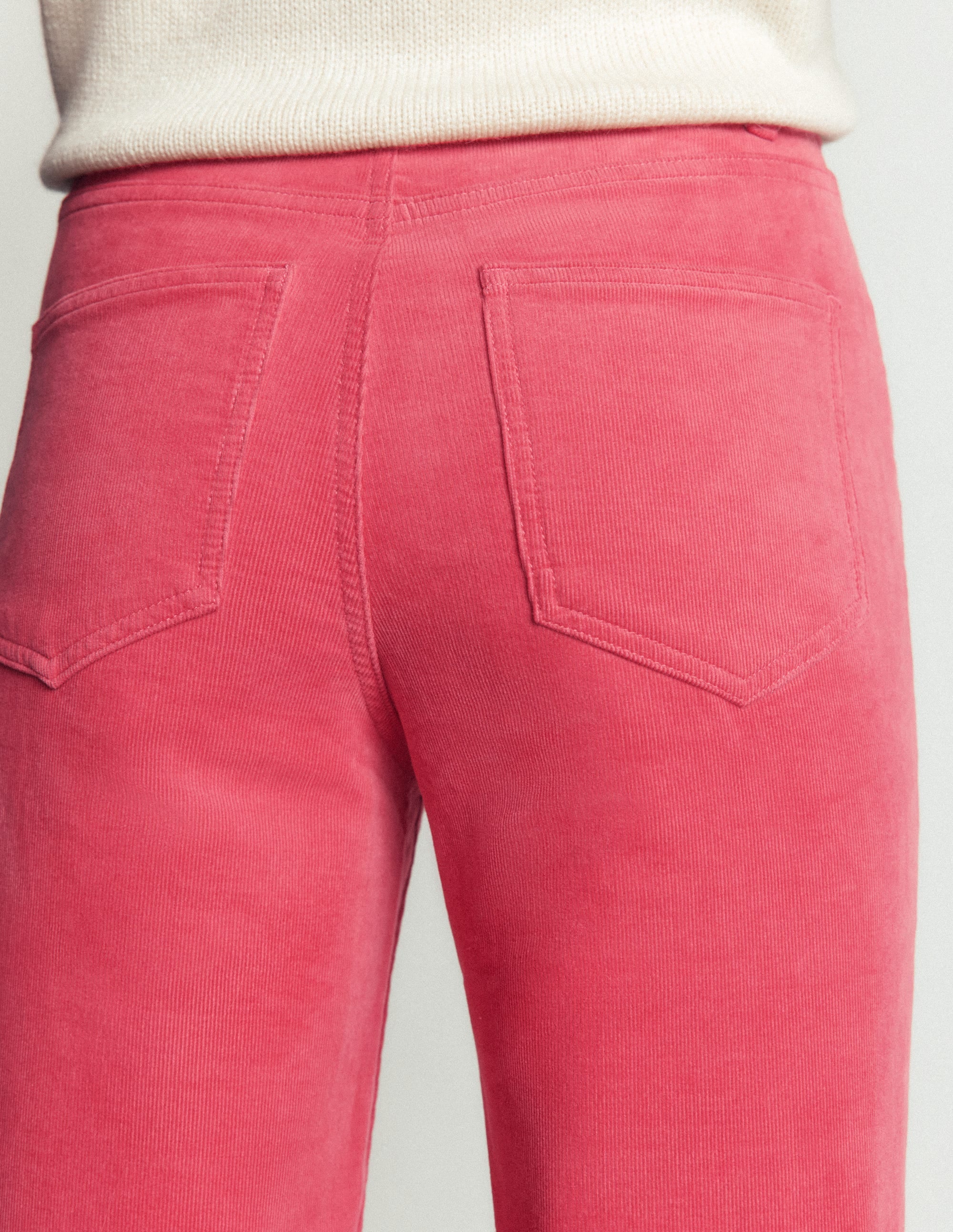 High Rise Cord Slim Jeans-Holly Berry