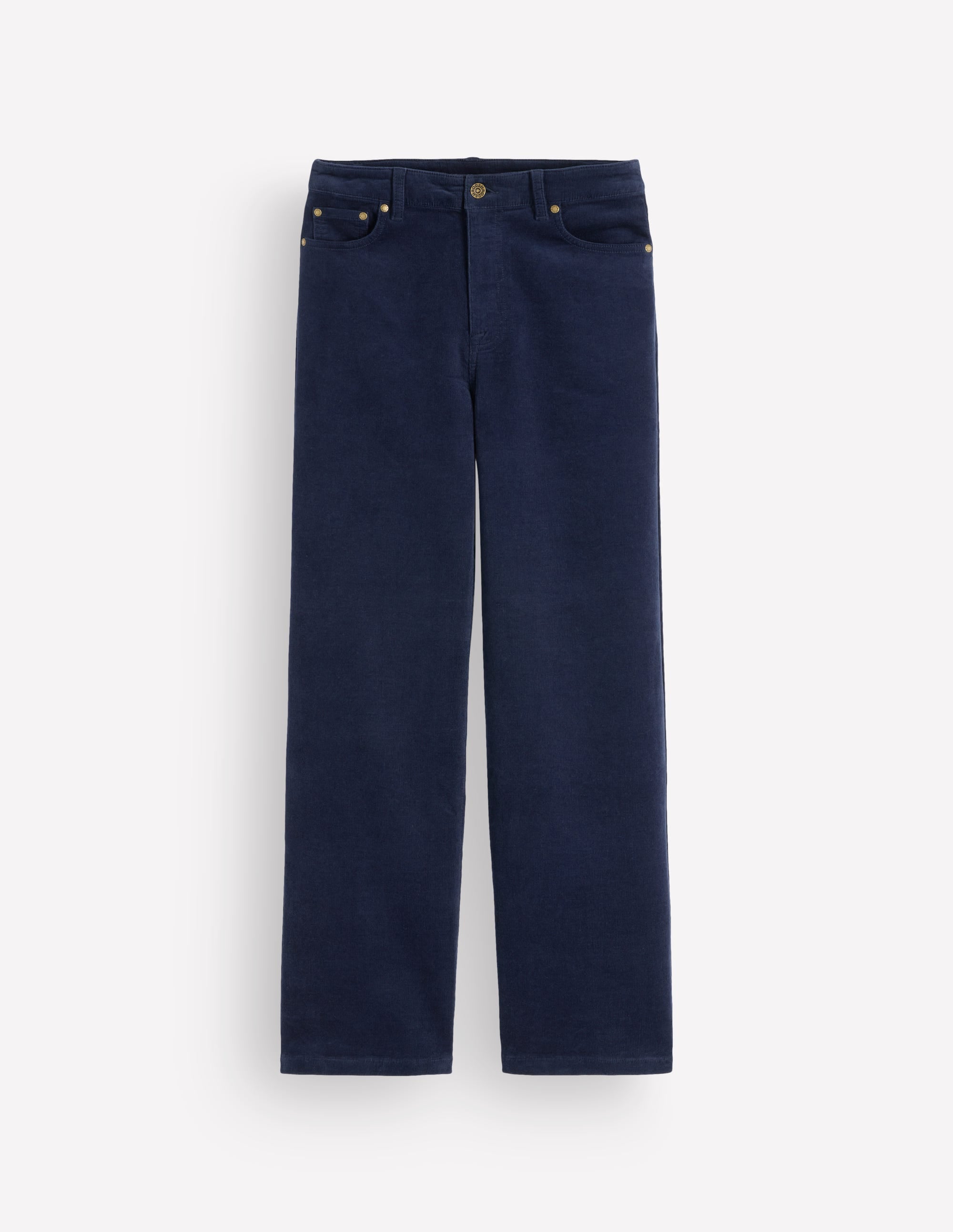 High Rise Cord Column Jeans-Navy