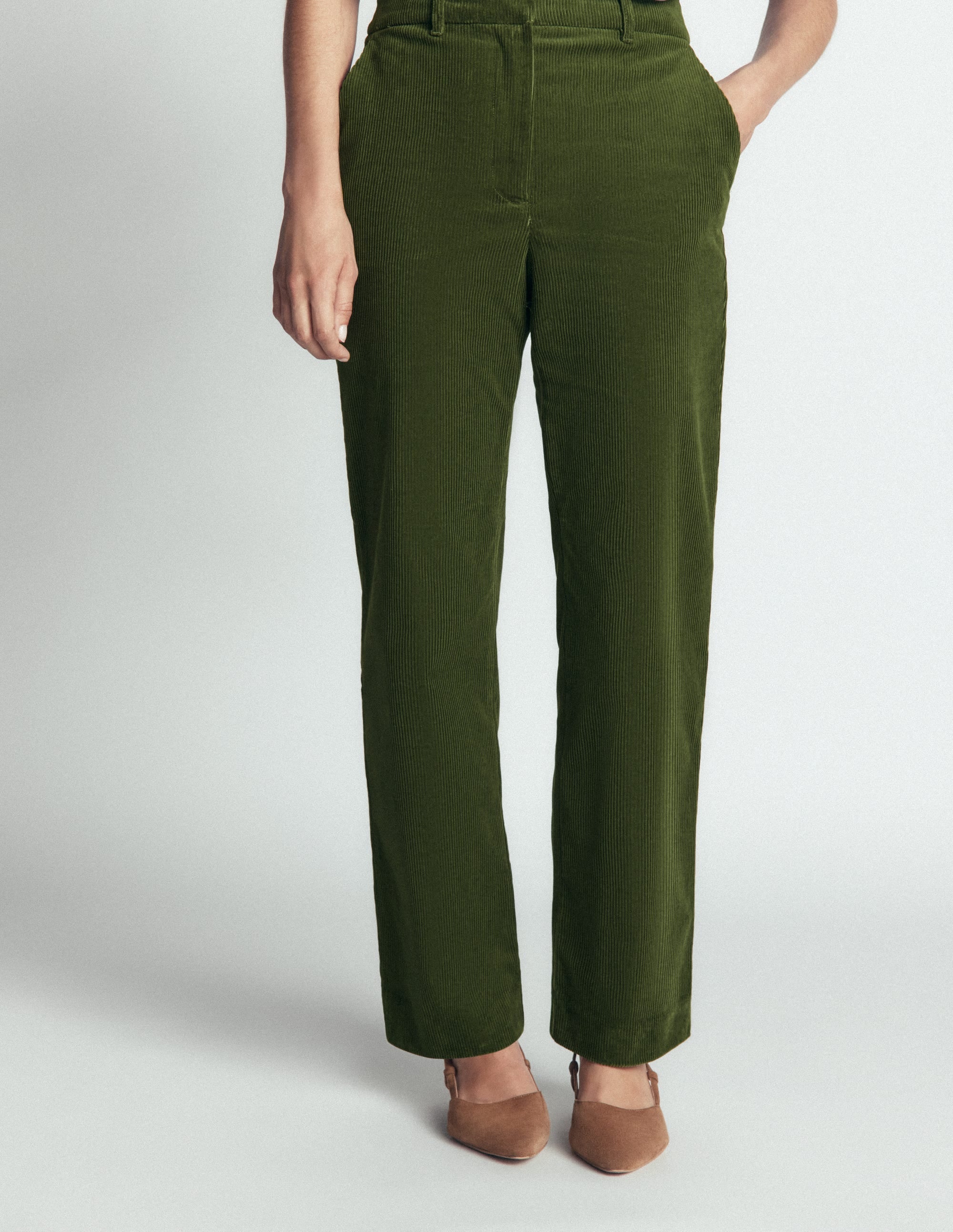 Cord Trousers-Forest Green