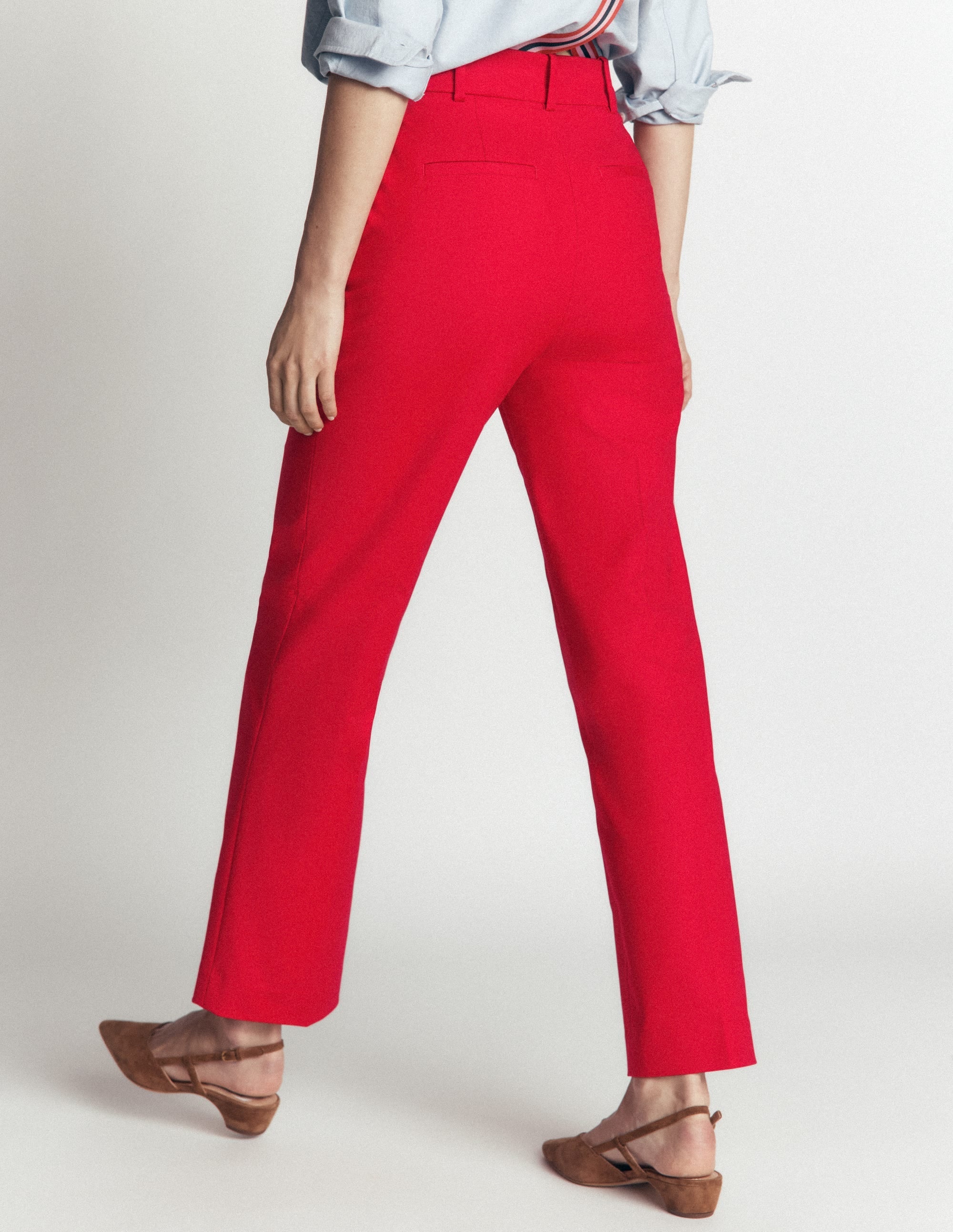 Cotton 7/8 Trousers-Salsa Red
