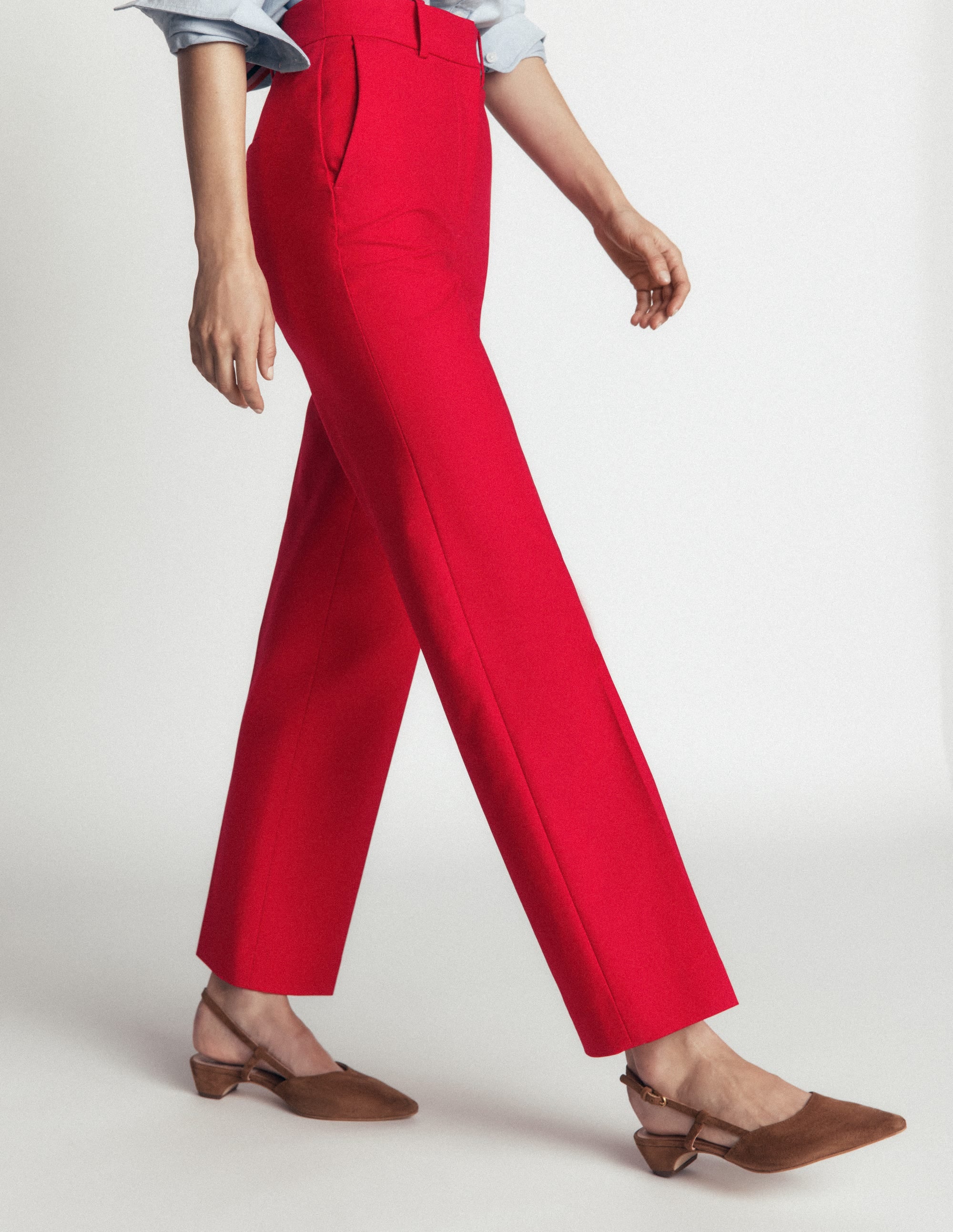 Cotton 7/8 Trousers-Salsa Red