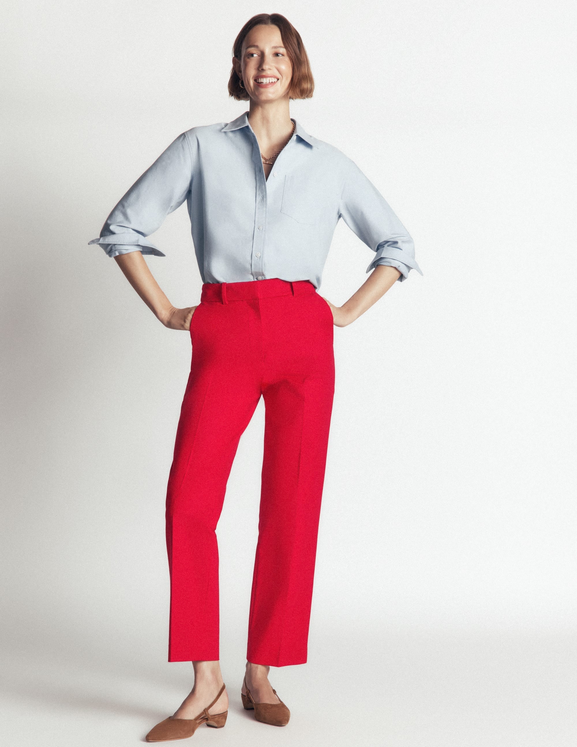 Cotton 7/8 Trousers-Salsa Red