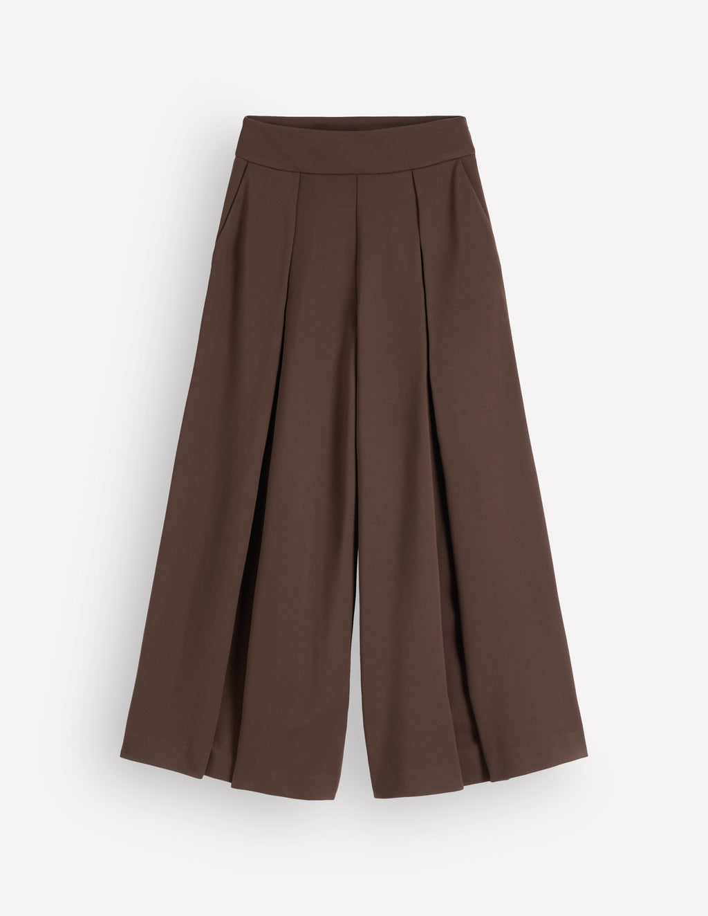 Single Pleat Ponte Culottes-Bitter Chocolate