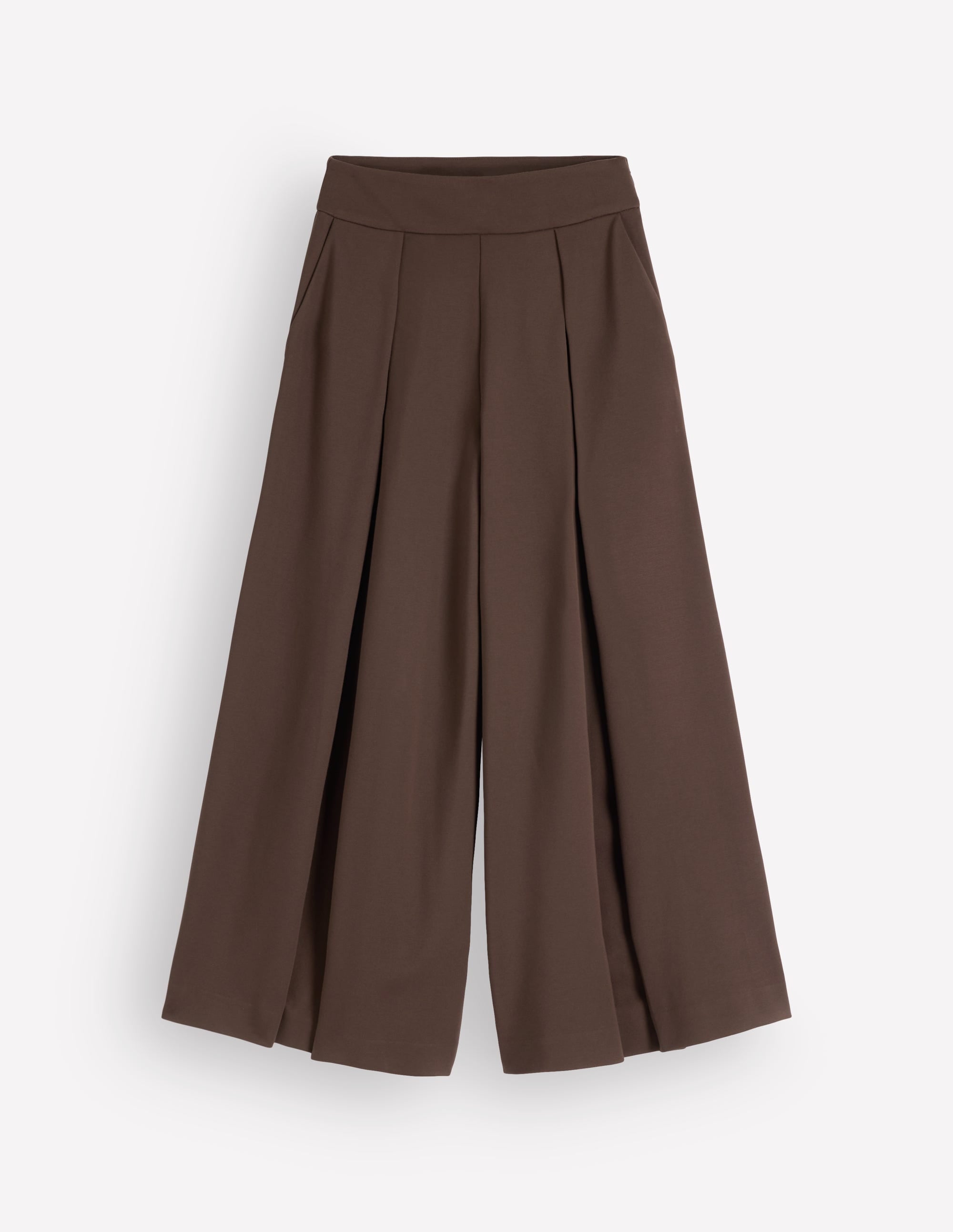 Single Pleat Ponte Culottes-Bitter Chocolate