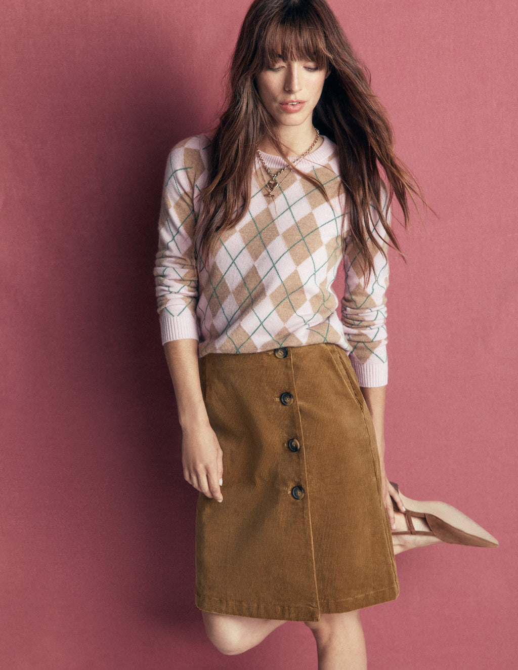 Button Cord Wrap Skirt-Gingerbread