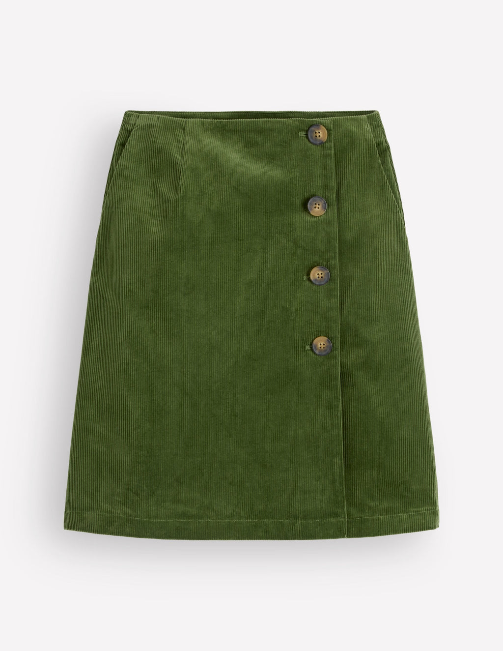 Button Cord Wrap Skirt-Forest Green