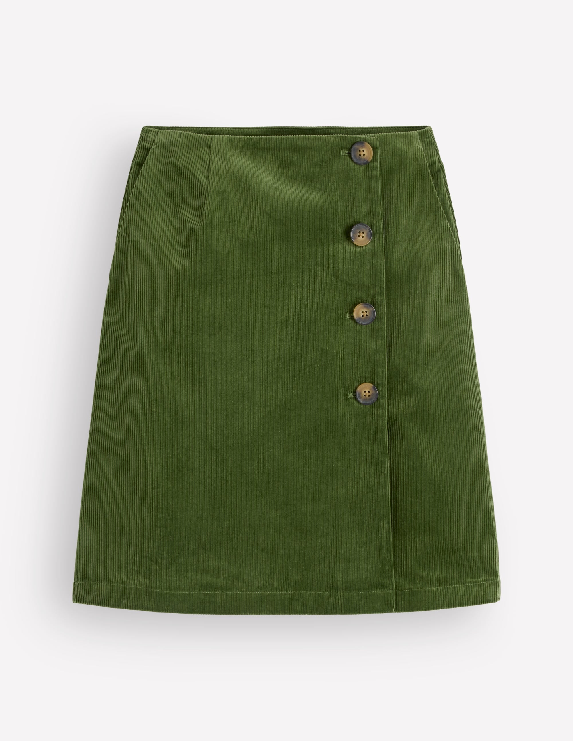 Button Cord Wrap Skirt-Forest Green