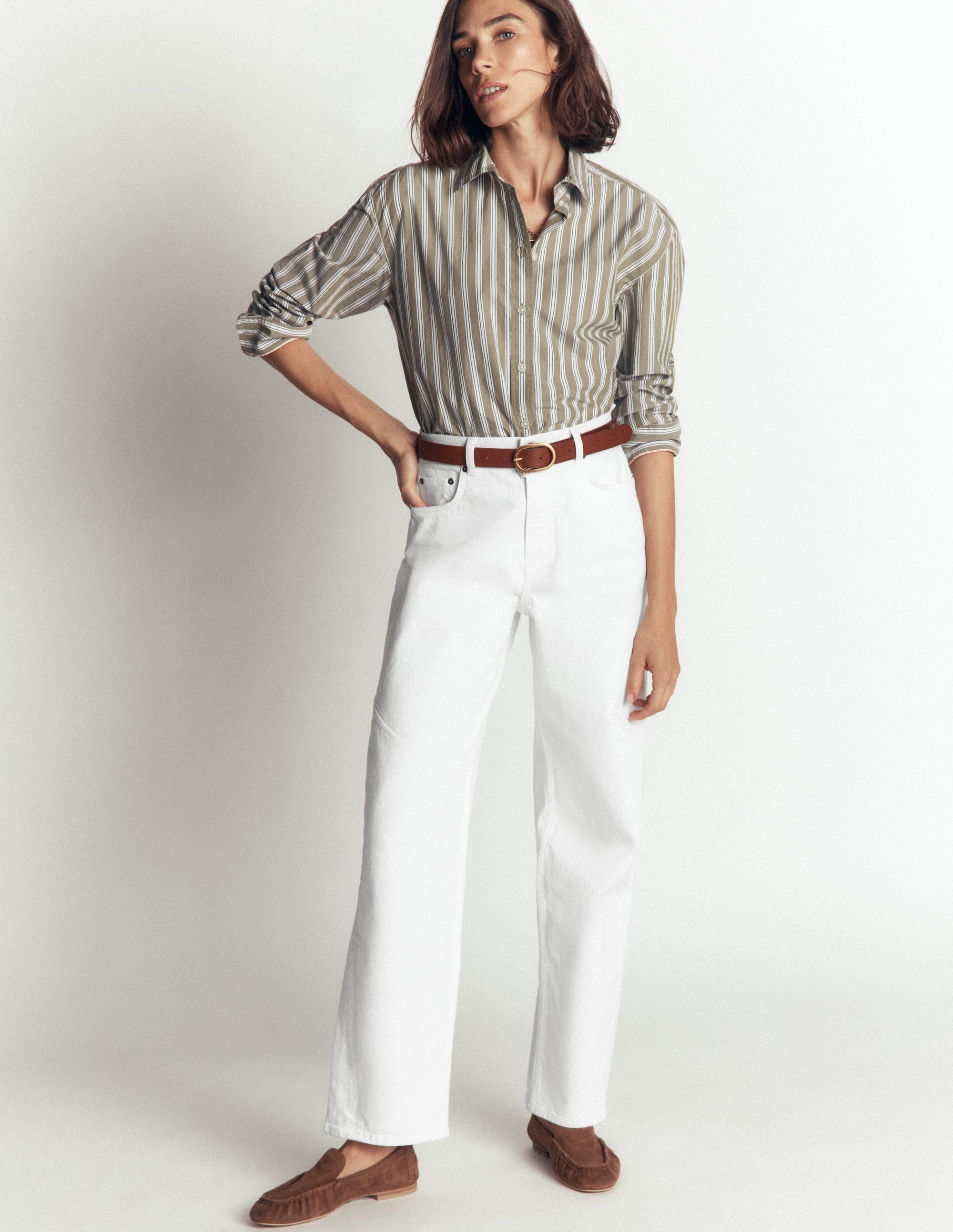 Barrel Leg Jeans-White