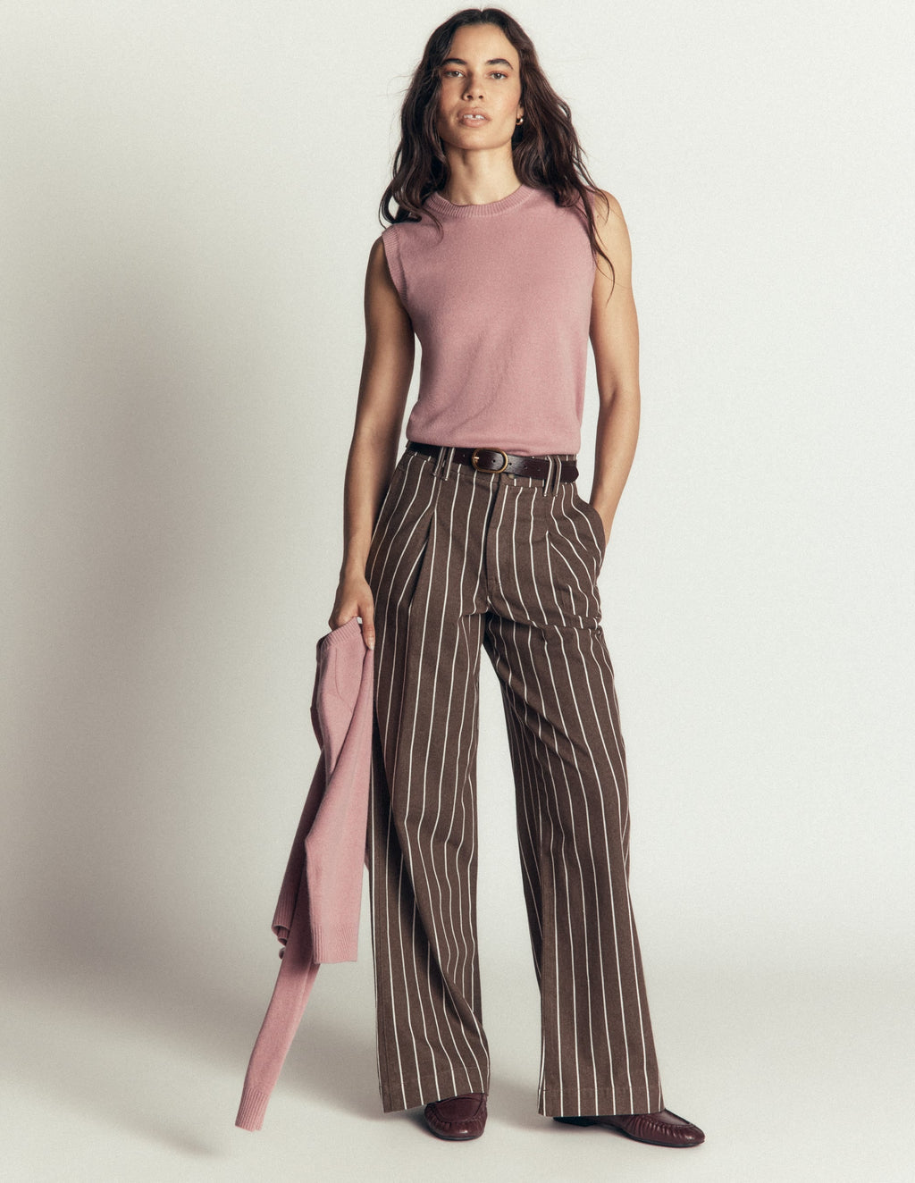 Twill Trousers-Brown Stripe