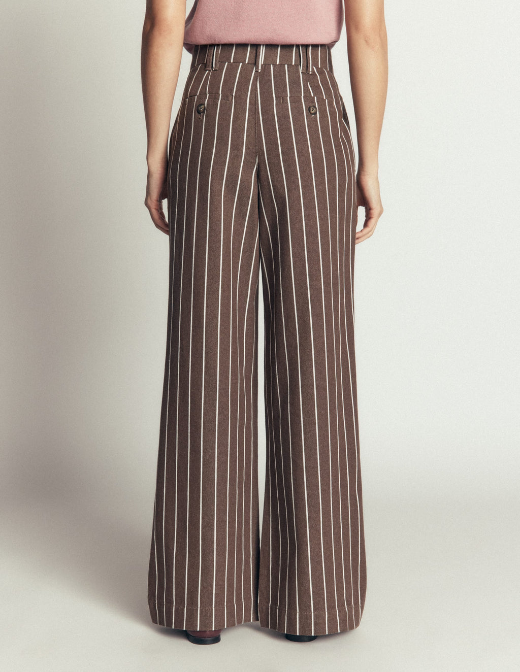 Twill Trousers-Brown Stripe