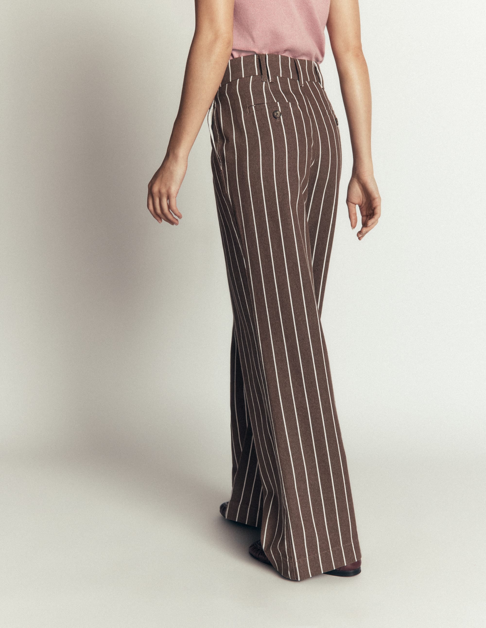 Twill Trousers-Brown Stripe