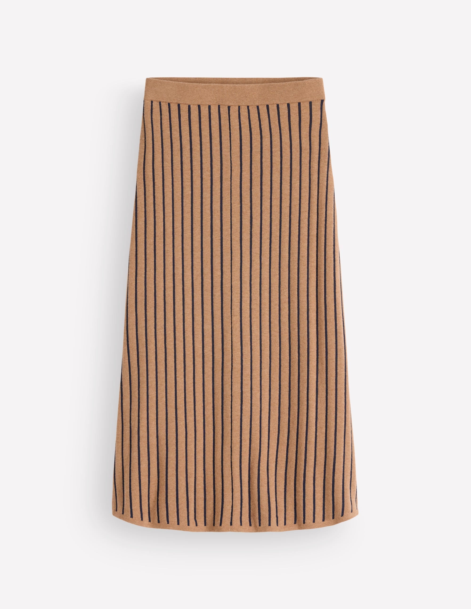Jacquard Knitted Midi Skirt-Camel Stripe