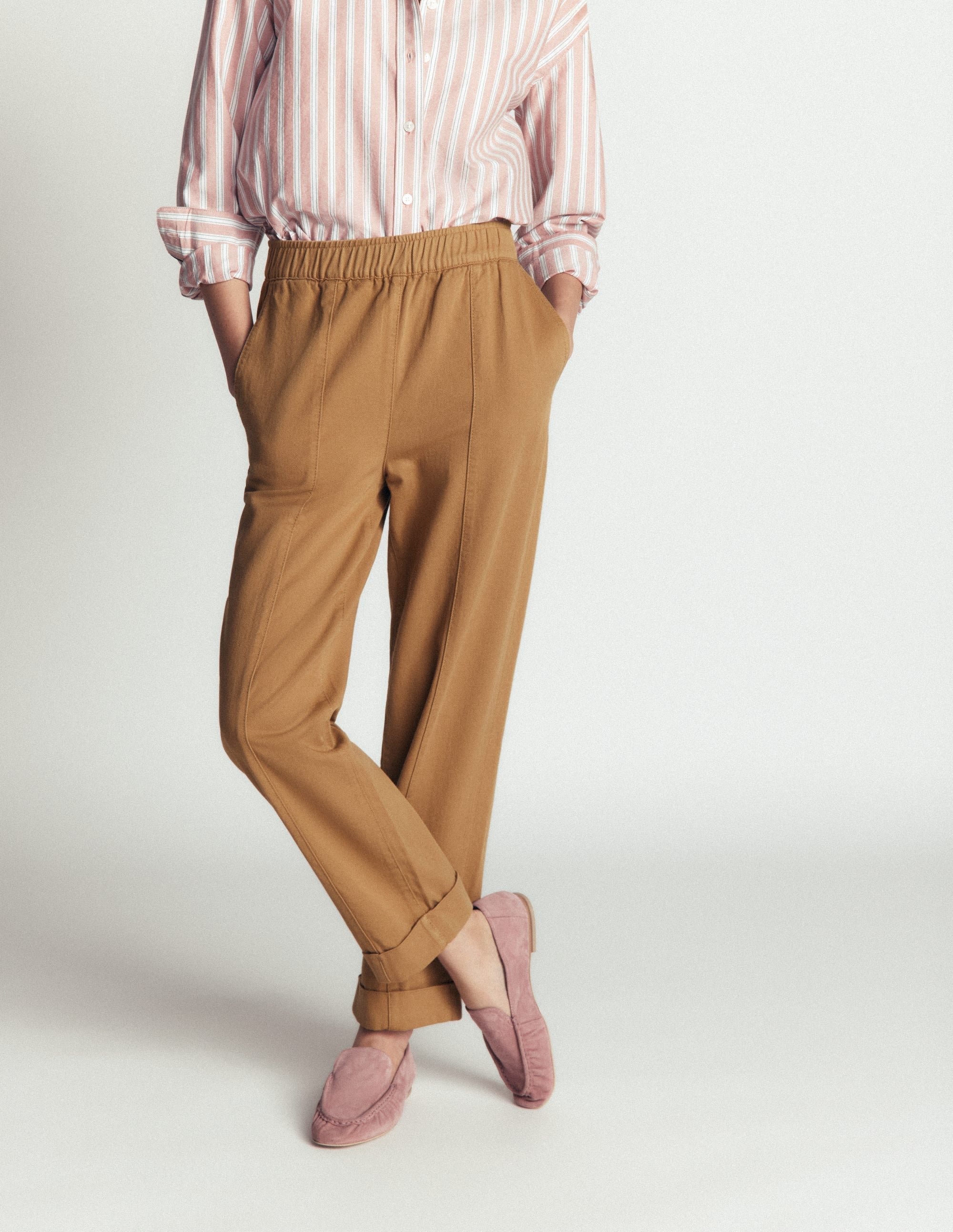 Mid Rise Straight Leg Trousers-Neutral