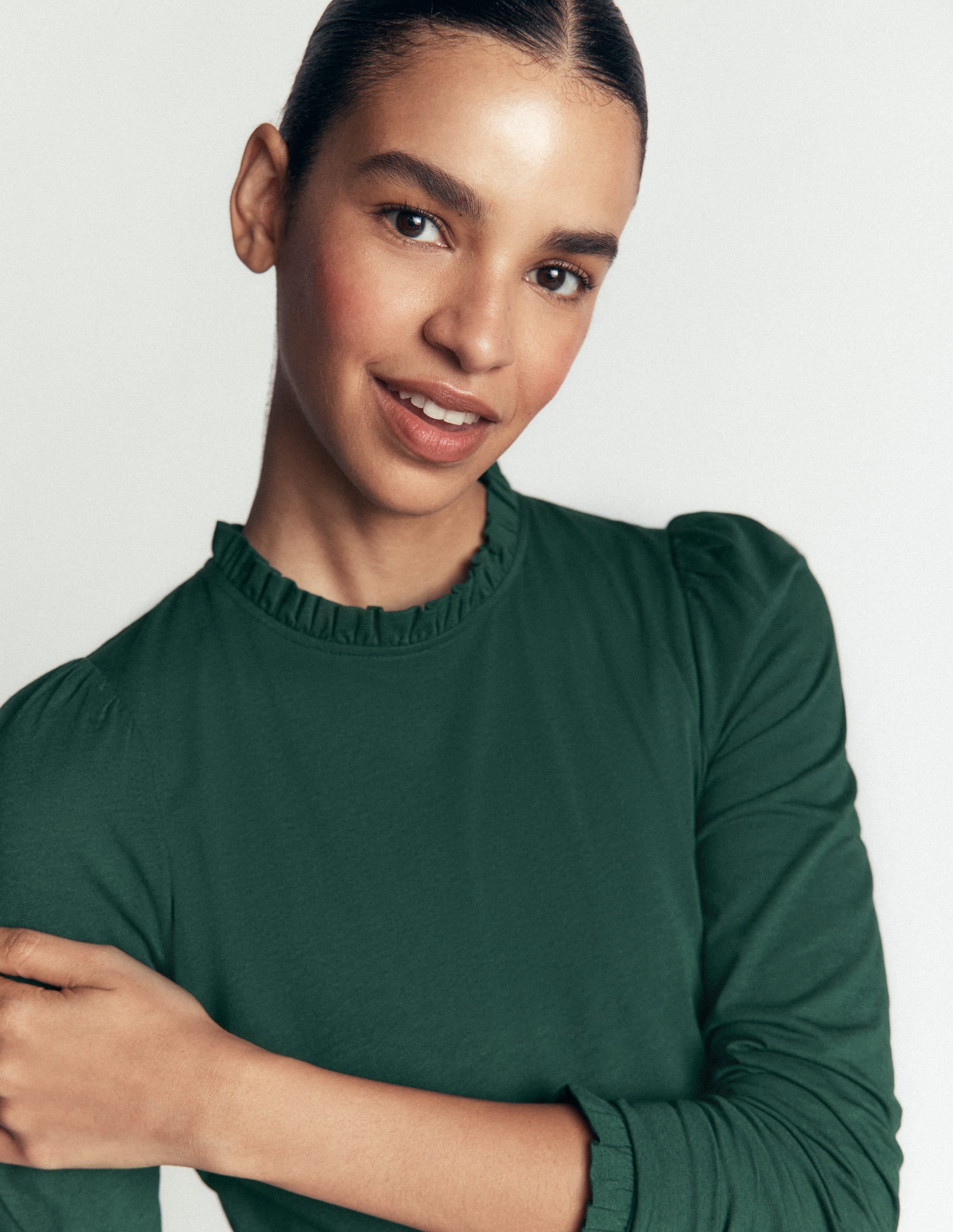 Supersoft Frill Detail Top-Midnight Teal