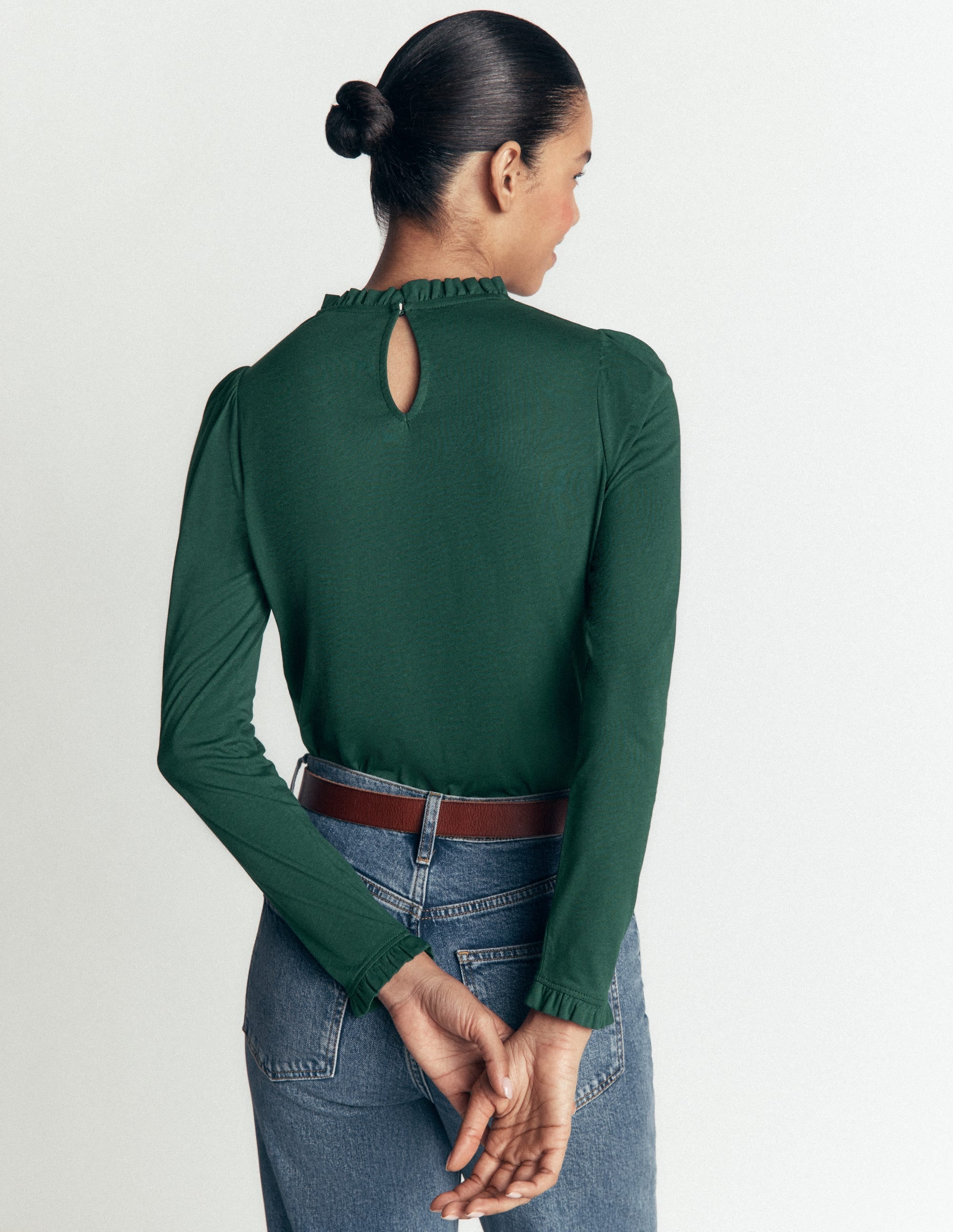 Supersoft Frill Detail Top-Midnight Teal