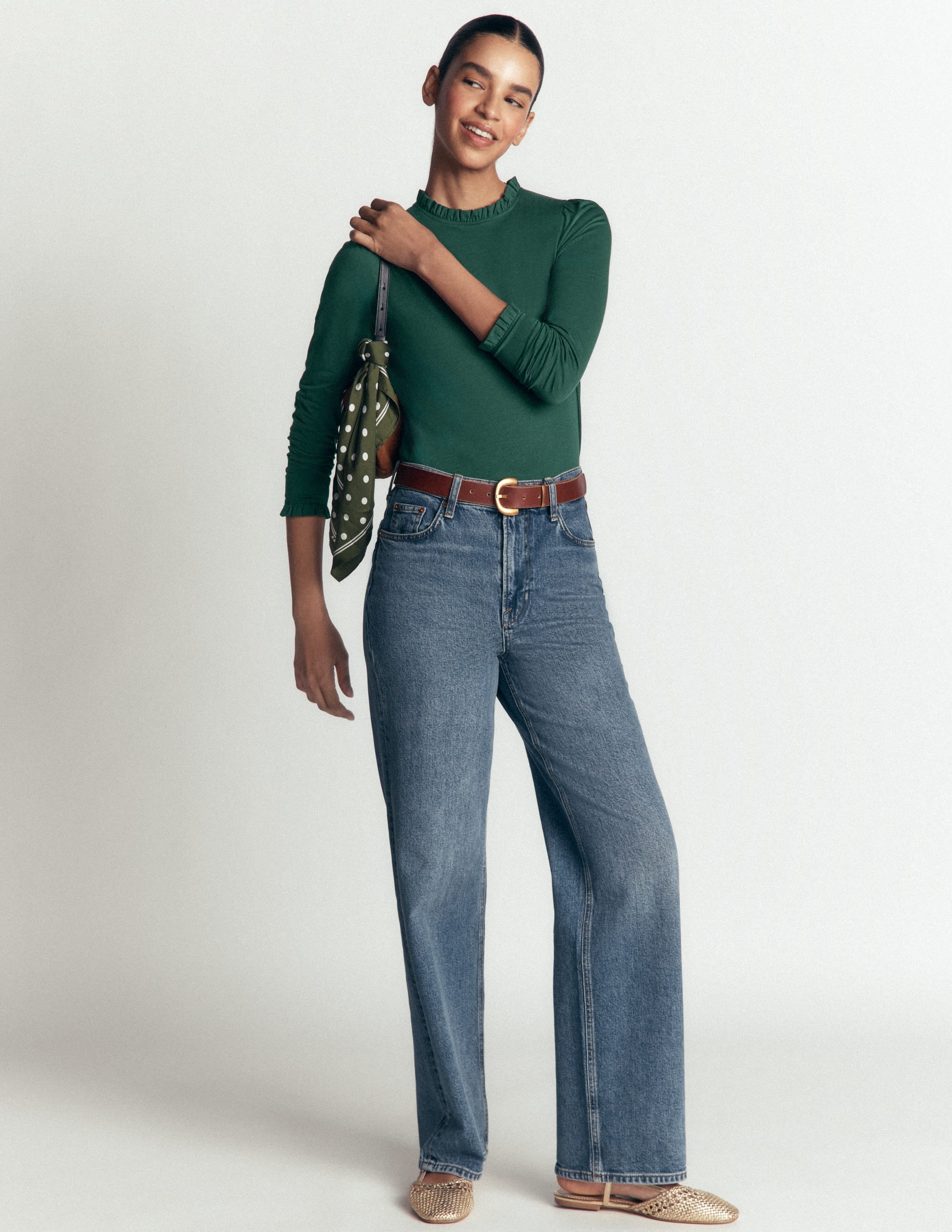 Supersoft Frill Detail Top-Midnight Teal