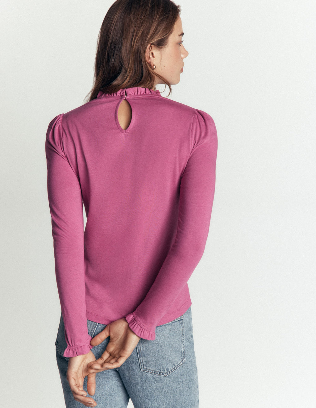 Supersoft Frill Detail Top-Purple Damson